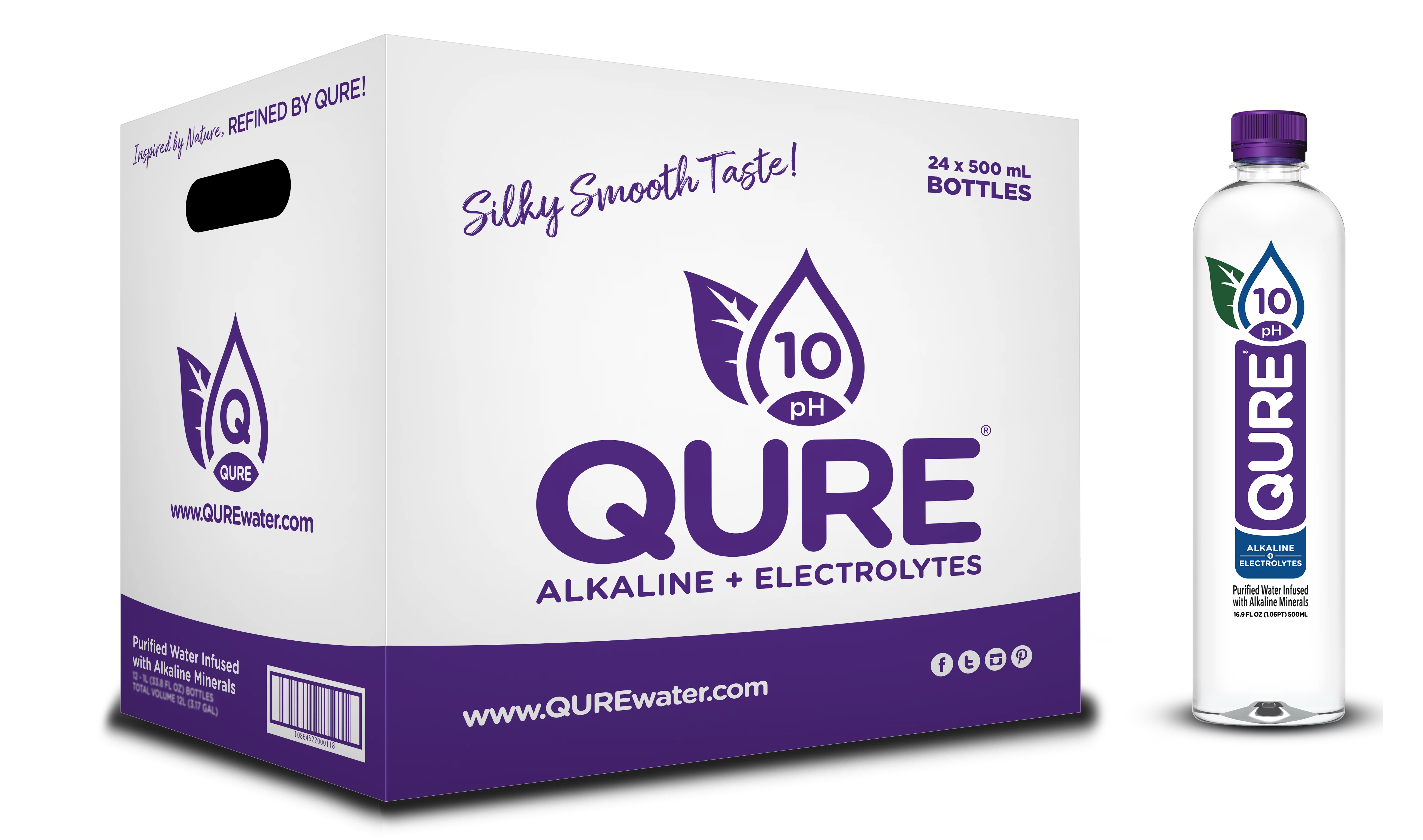Qure Alkaline Water, 16.9 Fl. Ounce (Pack of 24)