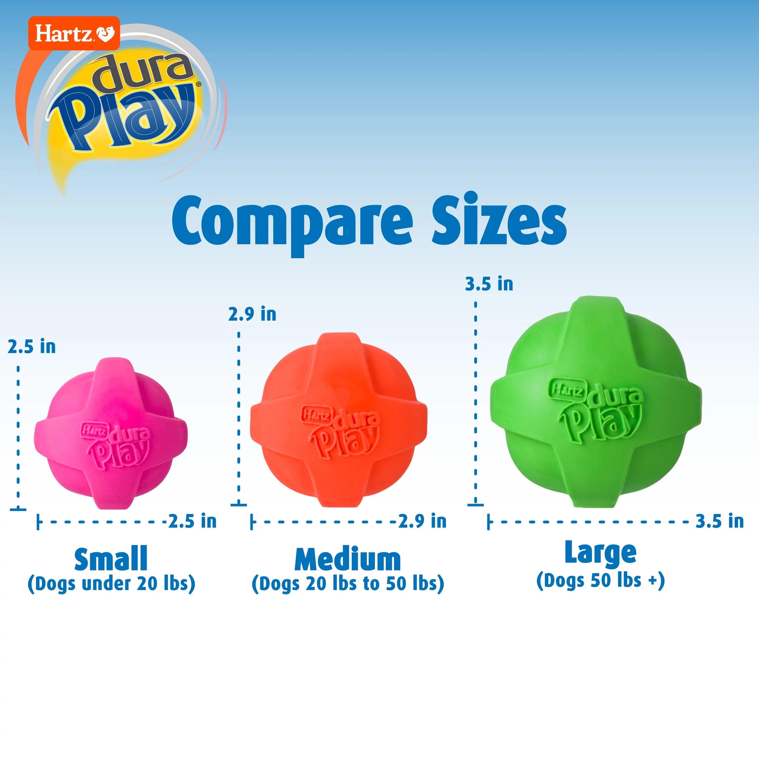 Hartz Dura Play Large Ball Dog Toy with Bacon Scent and Squeaker, 3 Pack
