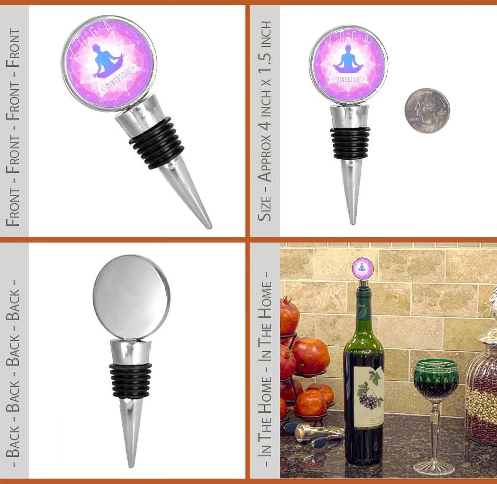 Yoga Mind and Soul Illustration with Spiritual Person Meditating Wine Stopper
