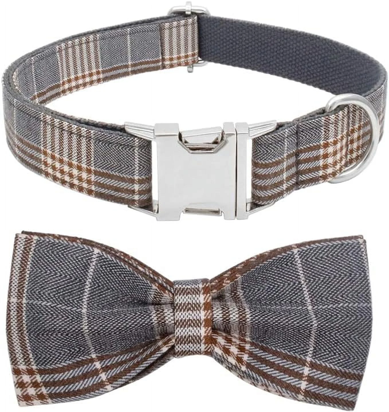 YOY Soft Comfortable Adjustable Pet Collar with Bowtie, Heavy Duty Dog Collar and Leash Set for Small Medium Large Dogs Cats, Puppy Grooming Doggy Accessories, Length 12