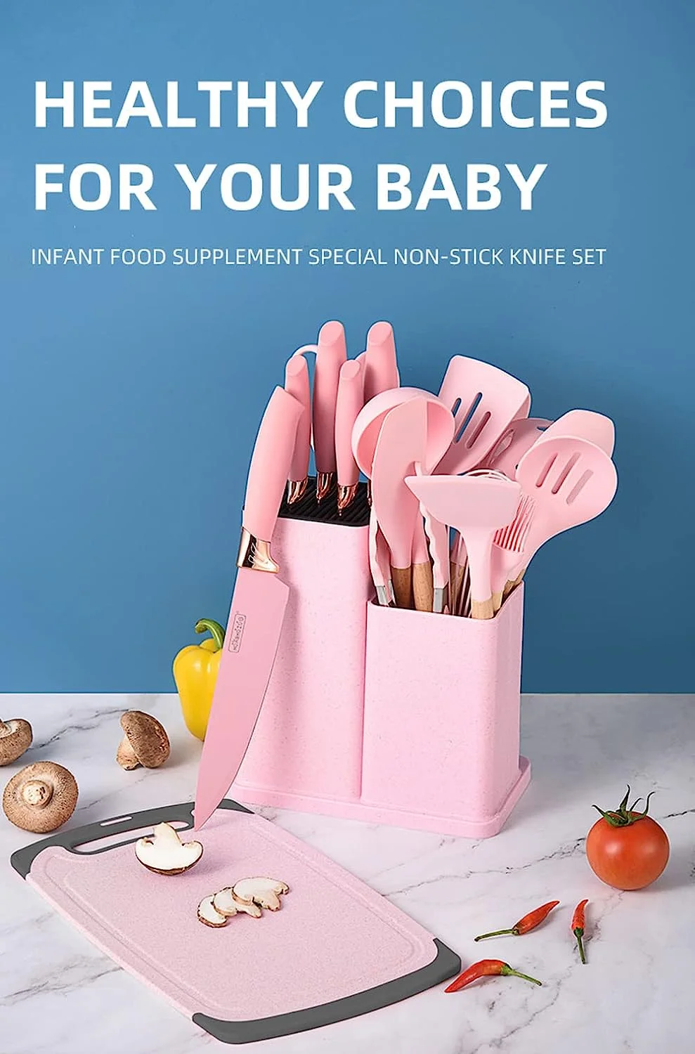 BARTANS 19 Pieces Silicone Gel Kitchen tools Gadgets Set Silicone Spatula Spoon Cooking Accessories Utensil Set with Wooden Handle