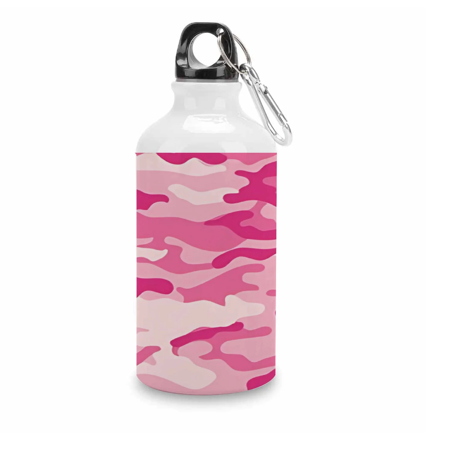 GZHJMY Sports Water Bottles, Pink Camouflage Military Pattern Large Capacity Aluminium Portable Leakproof Lightweight Drink Bottles for Fitness and Outdoor Enthusiasts
