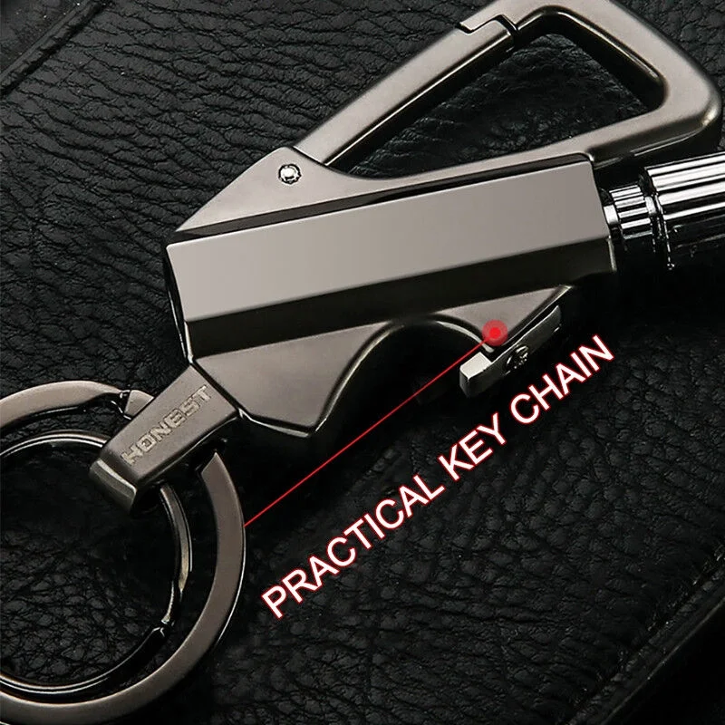 Lighter Metal Carabiner Bottle Opener Keychain Flint Fire Starter Permanent