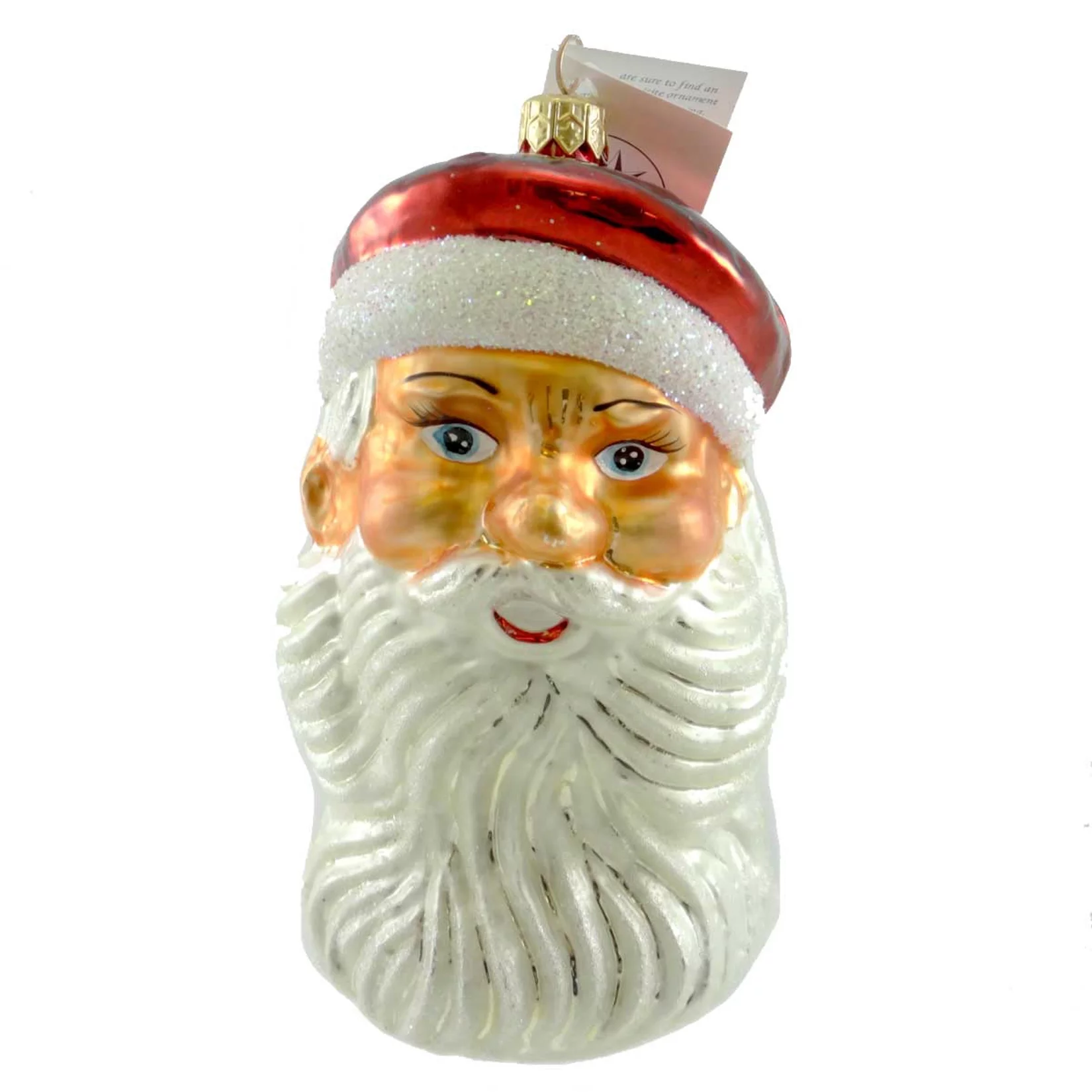 Christopher Radko WINNING SMILE Glass Ornament Santa Head Christmas