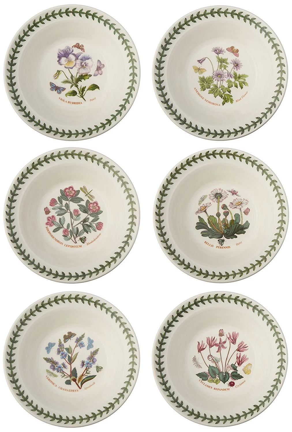 Portmeirion Botanic Garden Oatmeal/Soup Bowls, Set of 6 Assorted