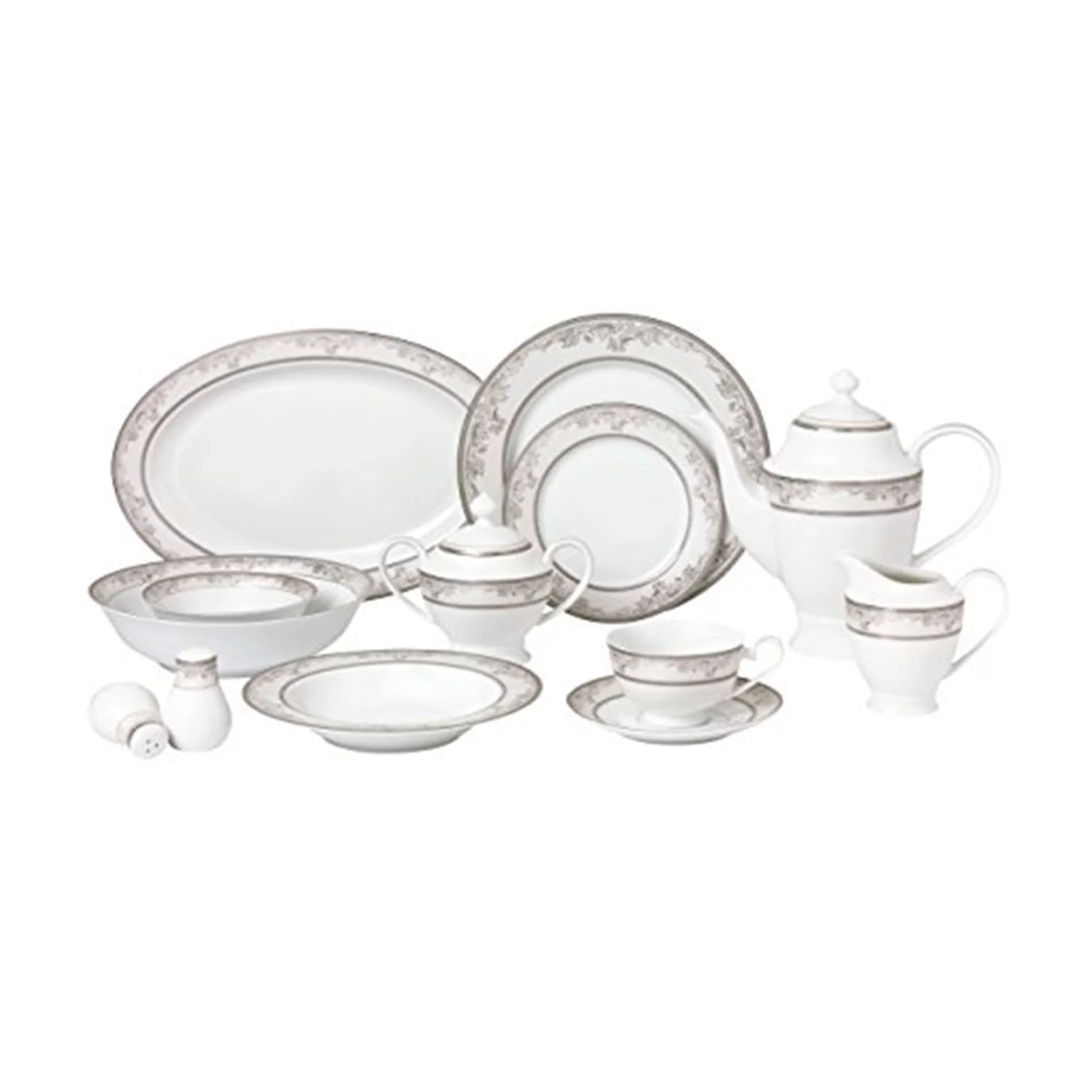 Lorren Home Trend 57 Piece Dinnerware Set-New Bone China Service for 8 People-Juliette