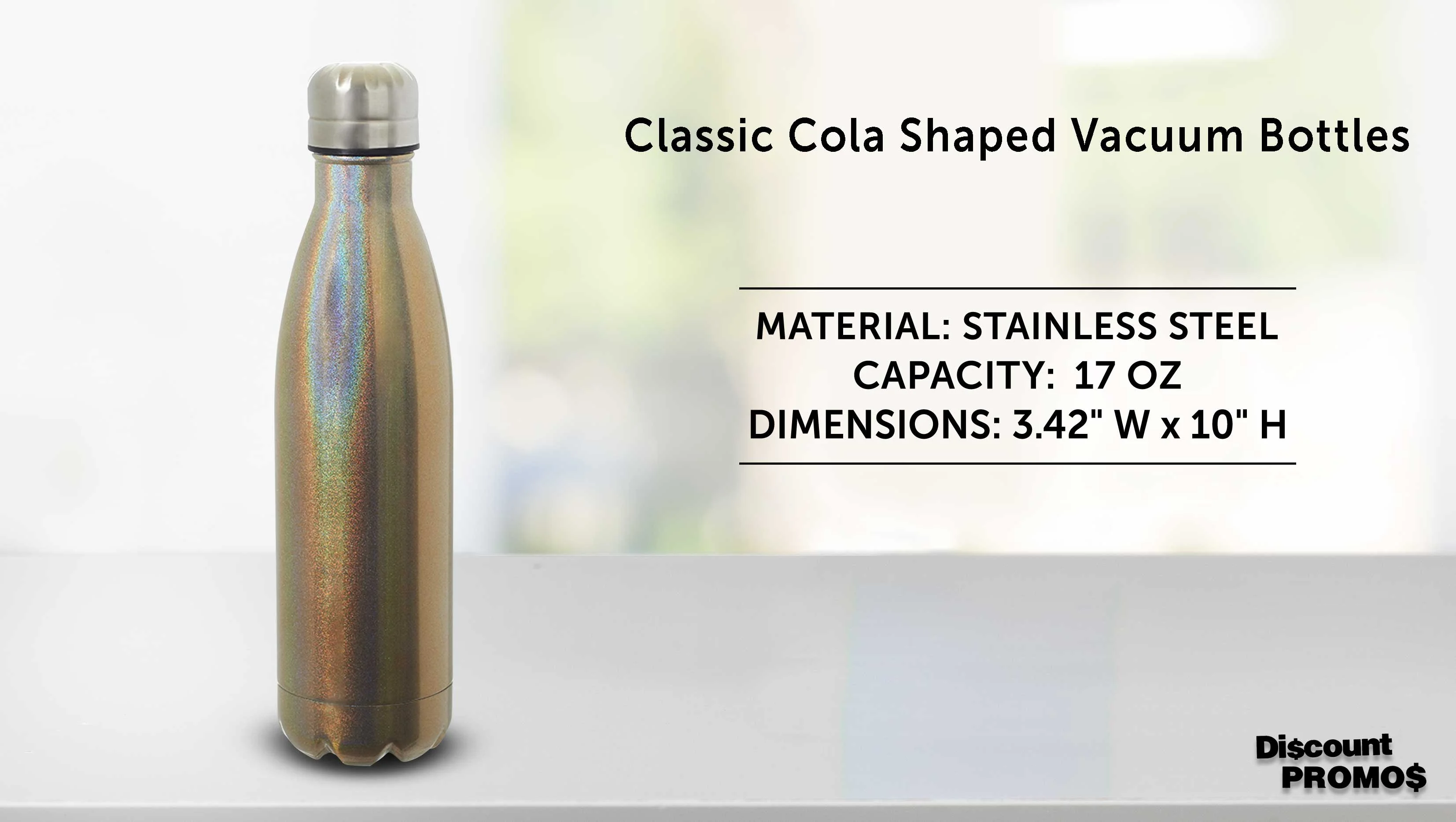 6 Iridescent Insulated Water Bottles Set, 17 oz. - Spill Proof, Double Wall, BPA Free - Gold