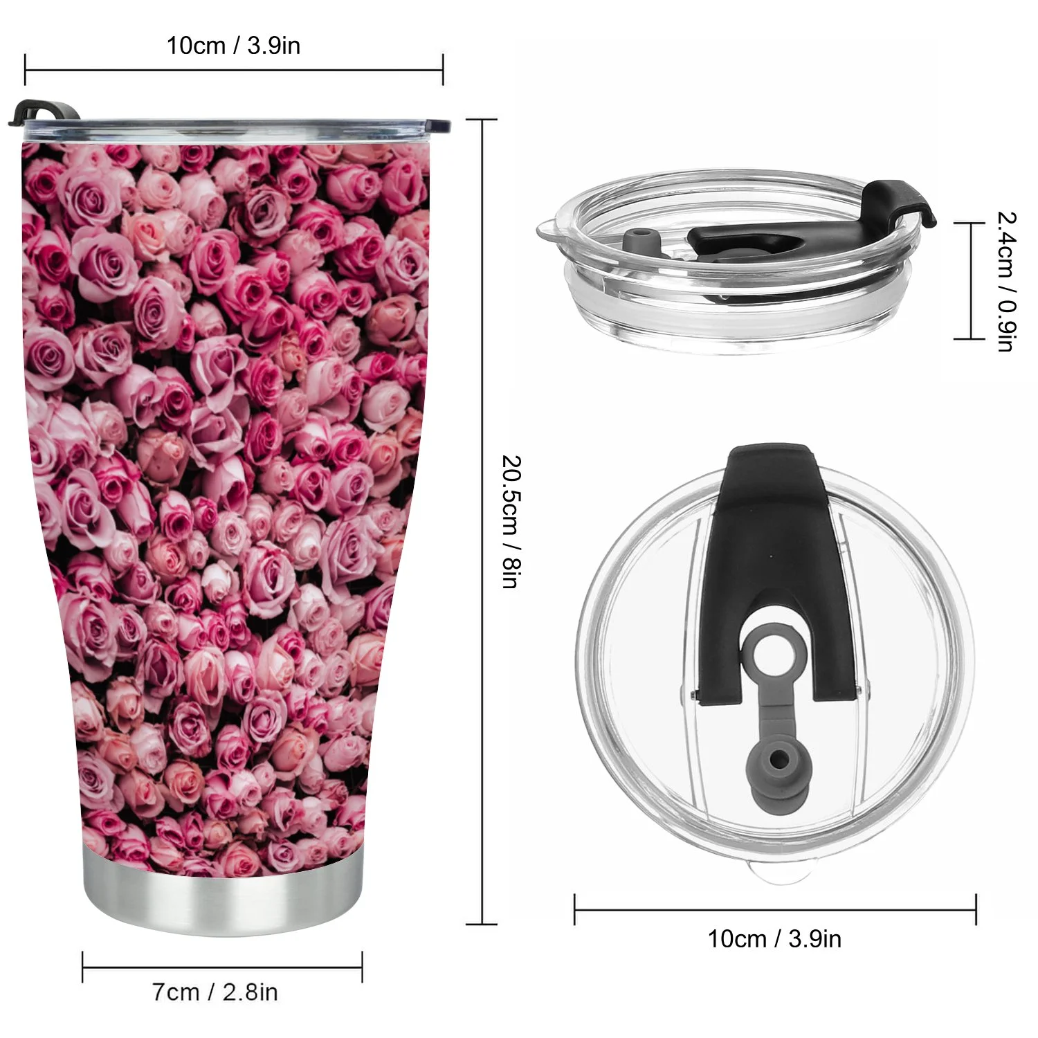 Hidove Stainless Steel Tumbler, Flowers Wall Background with Amazing Roses 30oz Leak Proof & Stainless Steel Bottle for Hot & Cold Drinks - Coffee Travel Mug, Water Metal Canteen, Thermal Cup