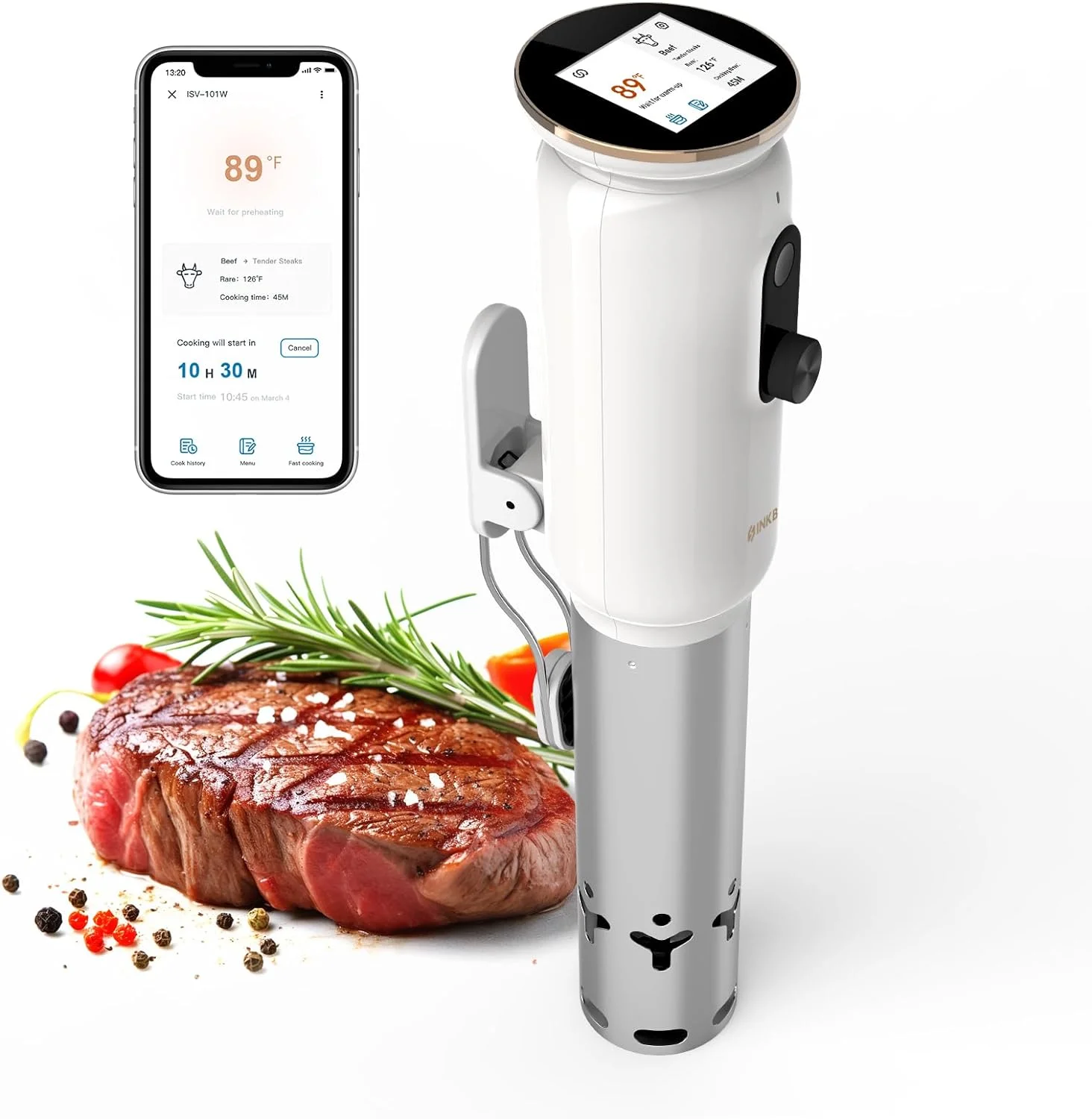 WiFi Sous Vide Machine ISV-101W Slow Cookers Immersion Precision ,1000 Watts 3D Water Circulation Heating,Smart Cooking alarm,Accurate Temperature,Ultra-Quiet