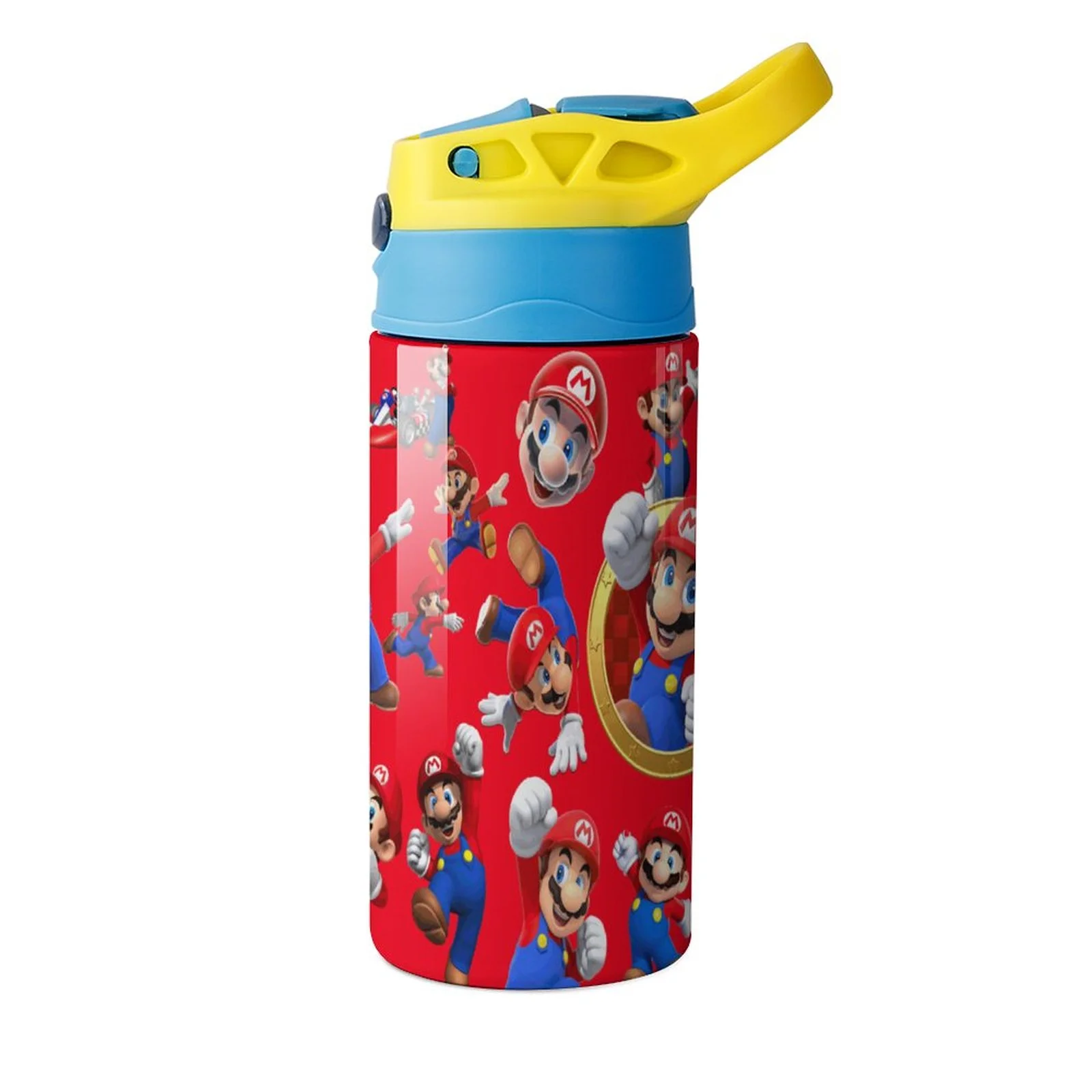 Mario Character Kid's Insulated Water Bottle With Straw Vacuum Stainless Steel Cup Leak-Proof Children Toddler Thermoses