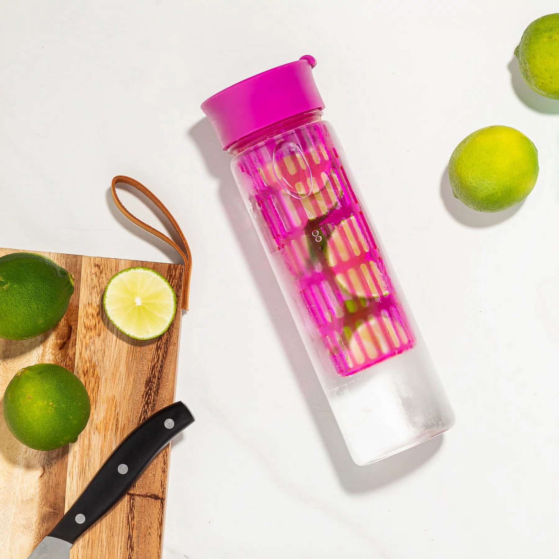 Orii Magenta BPA Free Glass Hydration Water Bottle with Fruit Infuser for Refreshing Flavors, 16oz