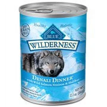 Blue Buffalo Wilderness Denali Dinner High Protein Grain Free, Natural Wet Dog Food, Wild Salmon, Venison & Halibut 12.5-oz can (pack of 12)