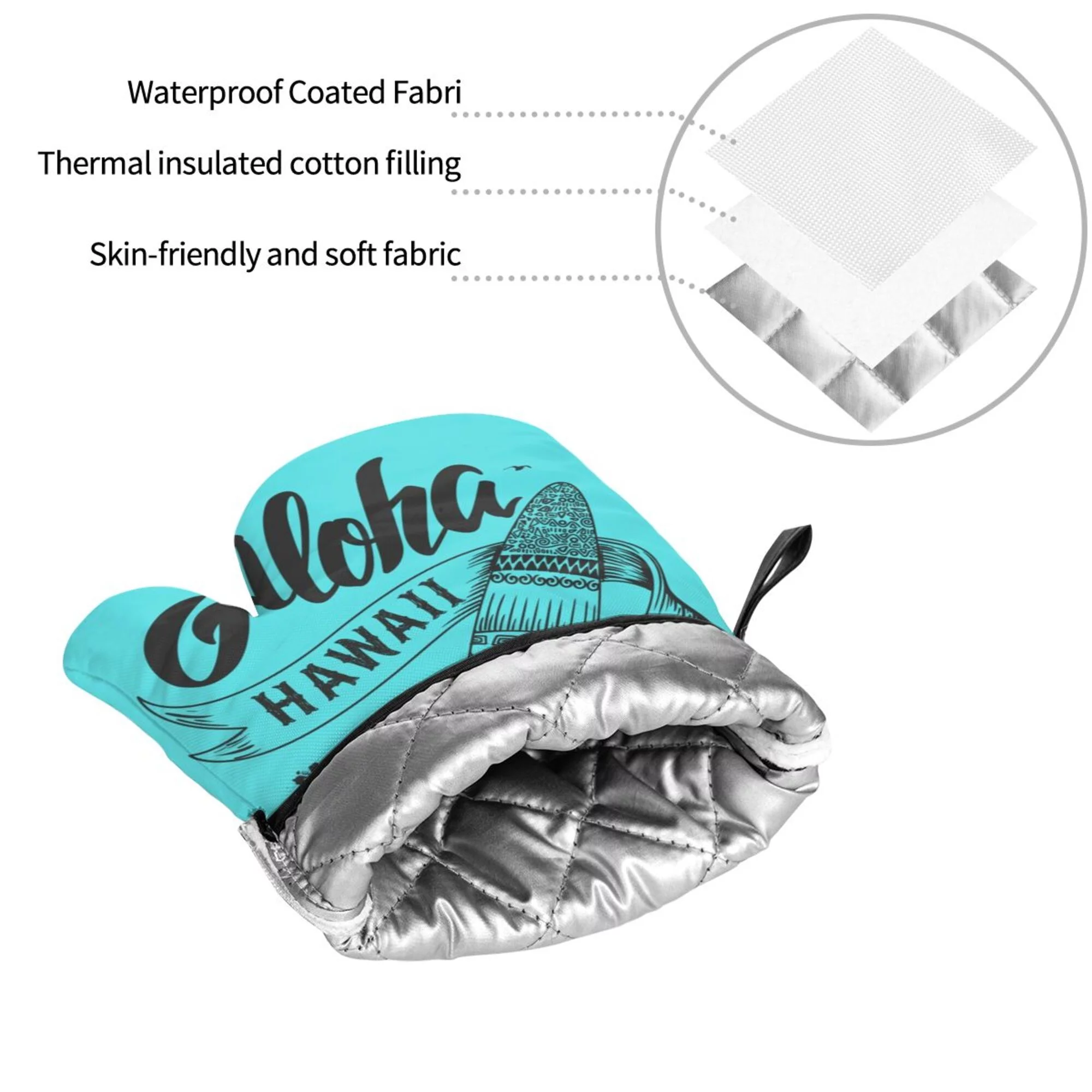 ZICANCN Oven Mitts and Pot Holders Sets,Sea Surf Art Aloha Baking Sets Kitchen Heat Resistant 4 Pieces