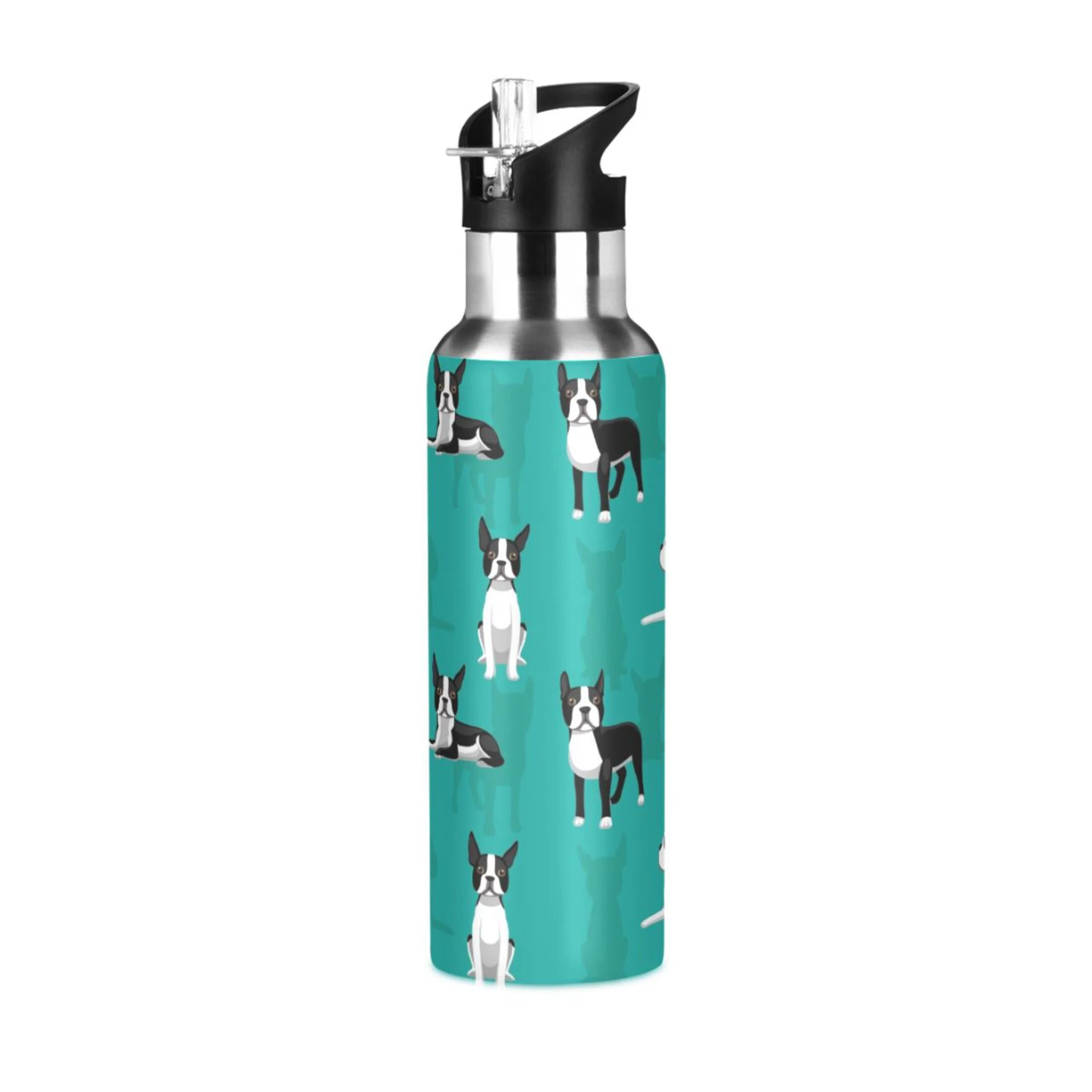 Water Bottle with Straw Lid Leak Cute Dogs Stainless Steel Insulated Thermos Vacuum Flask for Cold Hot Drinking for Sports Camping Gym Yoga