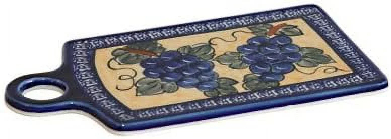 Polish Grapes Cutting Board With Cobalt Trim