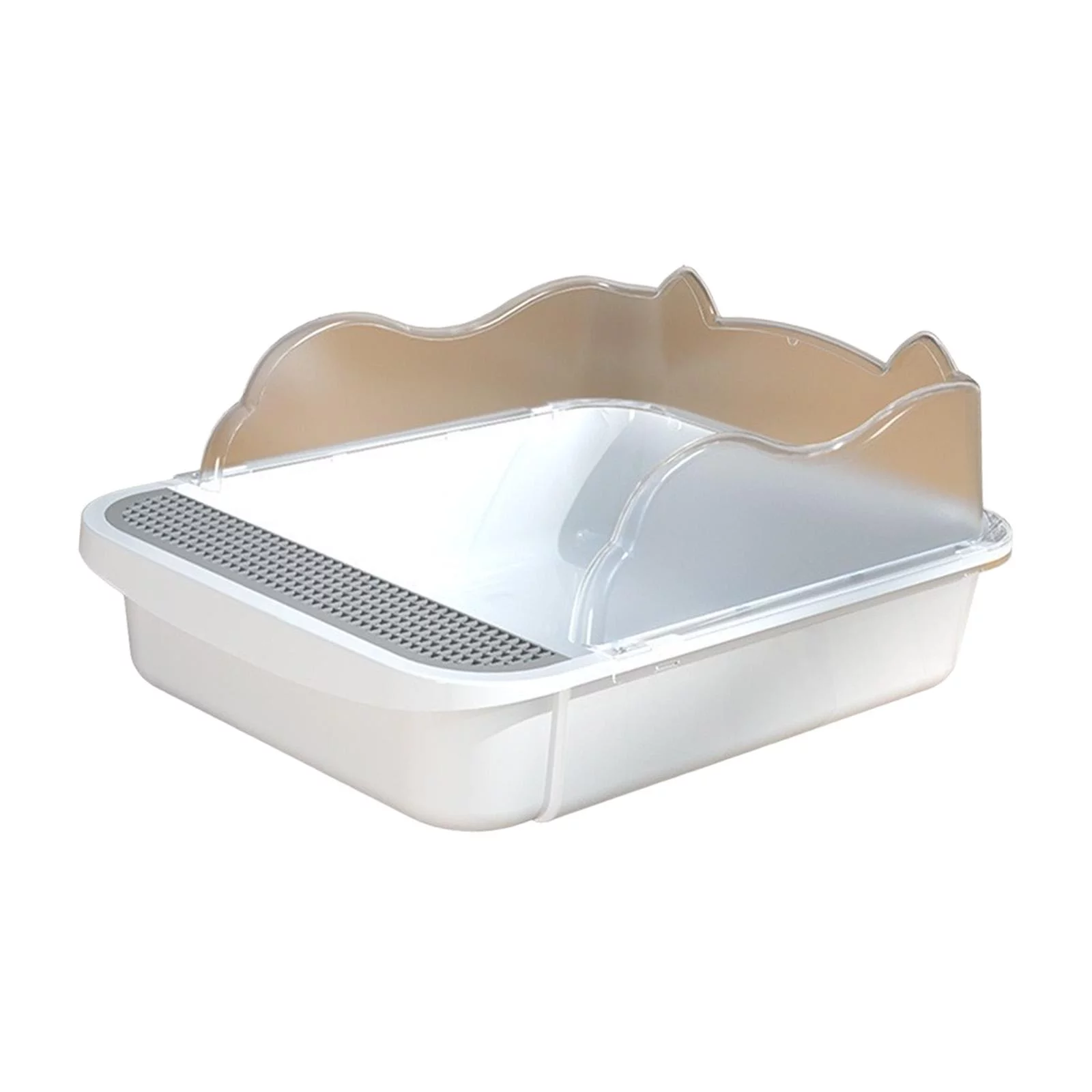 Cat Kitty Litter Pan, Open Top Pet Litter Tray, Cat Bedpan, Cat Sandbox, Semi Closed Cat Sand Basin, Splashproof Cat Toilet L