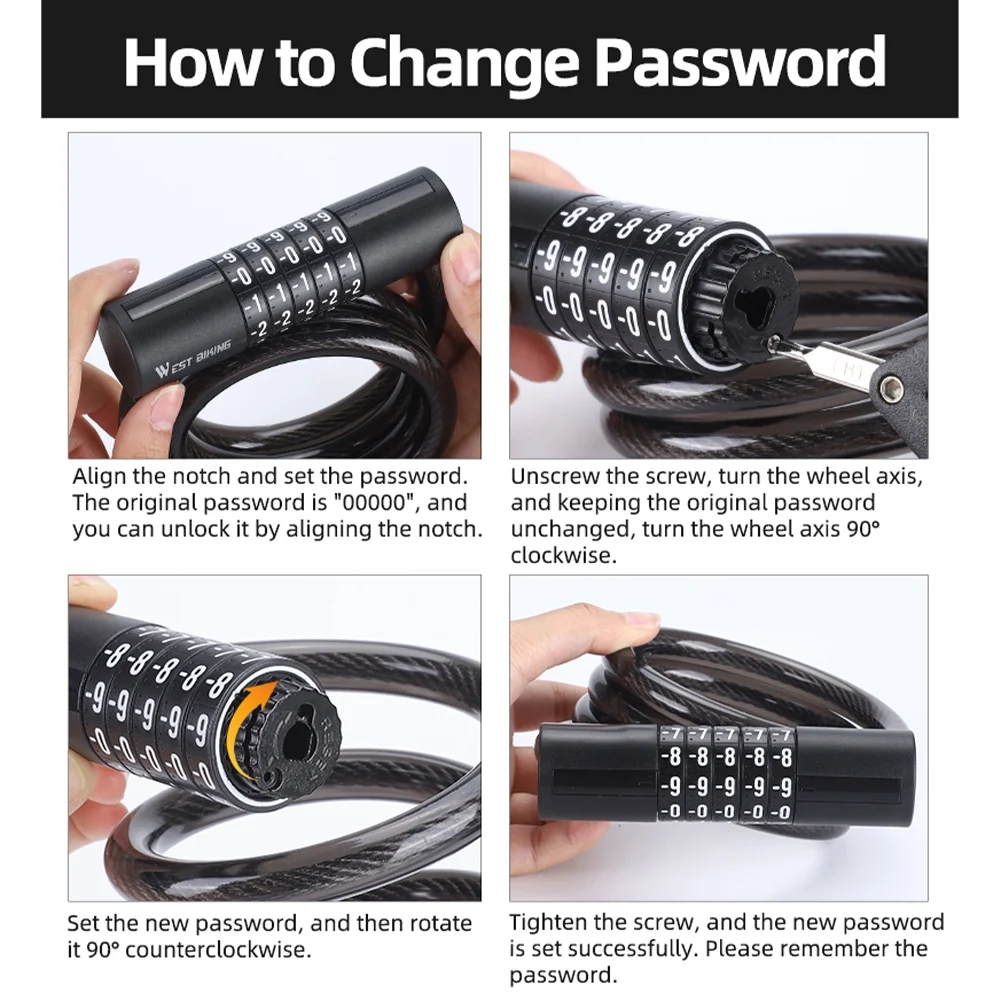 Bike Locks,Cable Lock Ebike Bike Locks Lock Coiled Cable Lock Resettable Combination Lock Cable5 Lock - Coiled