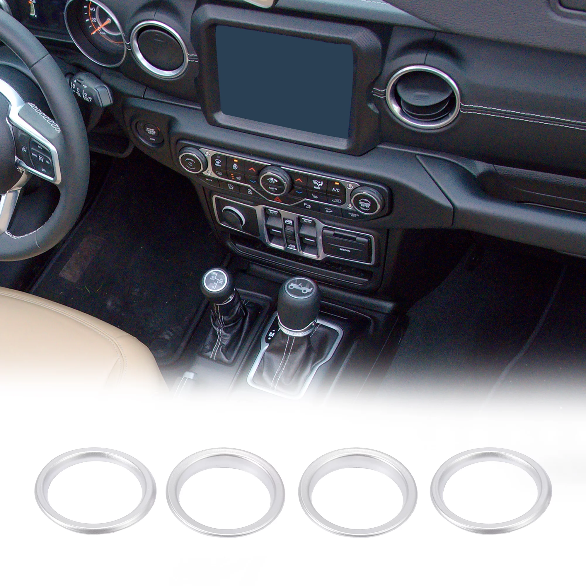 Unique Bargains Air Conditioner Vent Trim for Jeep Wrangler JL JLU Gladiator JT Silver Tone