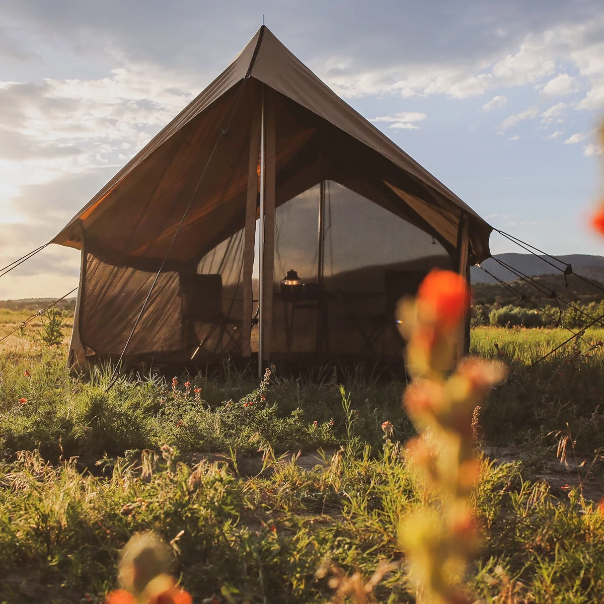 WHITEDUCK Rover Canvas Scout Tent - 8' x 9' Waterproof 4 Season Luxury Outdoor Camping and Glamping Yurt Tent , Water Repellent, Sandstone Beige