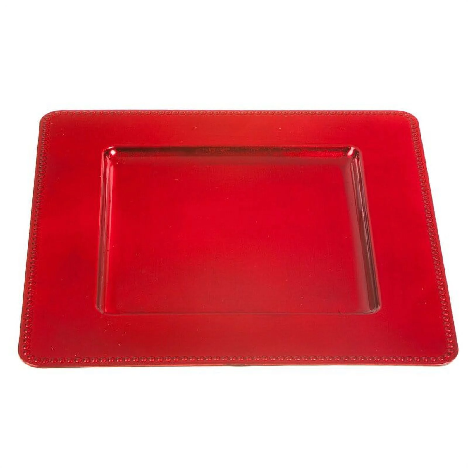 IH Casa Decor Charger Plate (Square Beaded) (Red) (13 X 13) - Set of 2