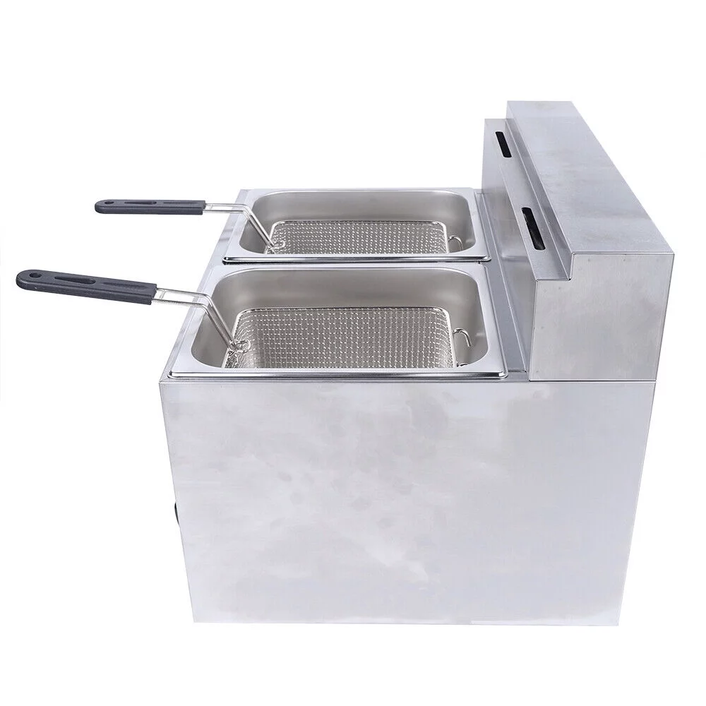 MIDUO Commercial Countertop Gas Fryer with Double Basket Stainless  Countertop Fryer 6L