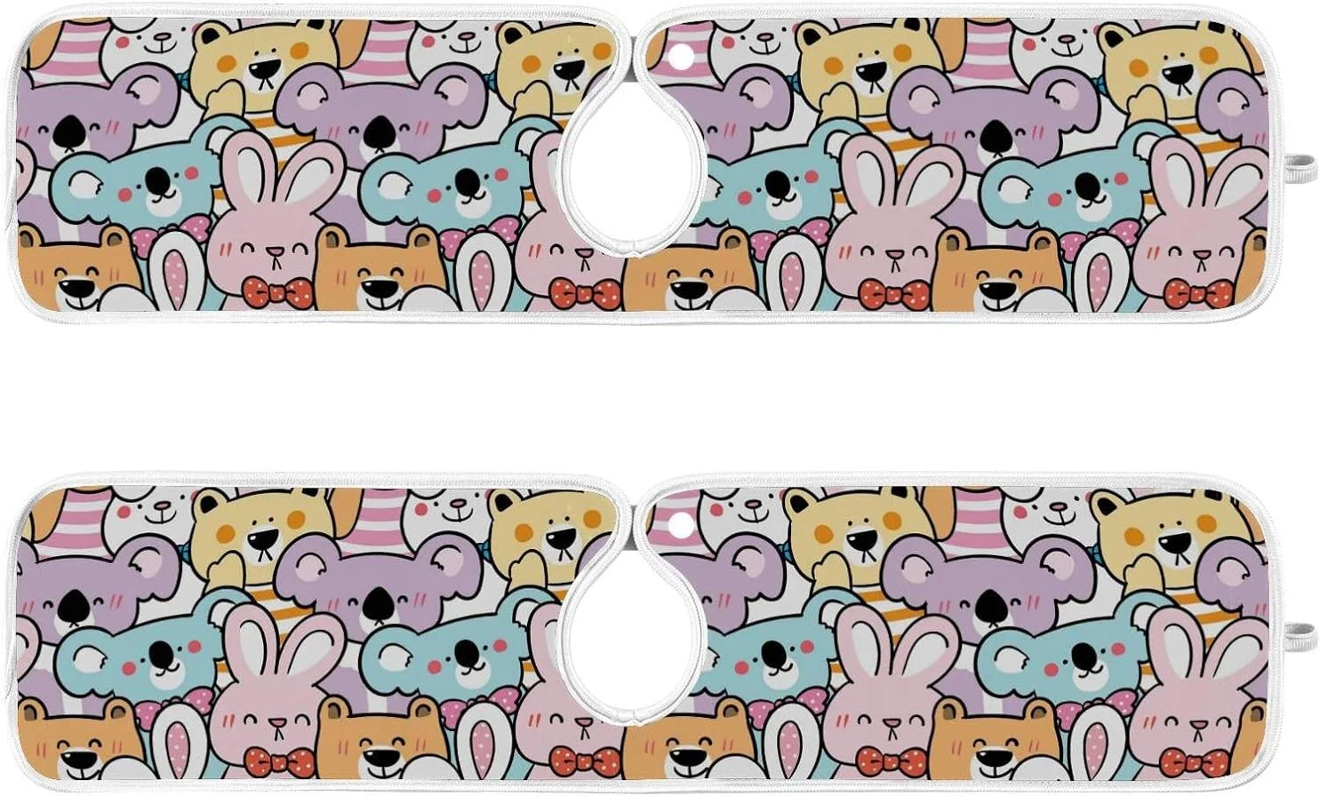 Coolnut 2 Pack Faucet Mat Splash Guard for Kitchen Sink,Cute Cartoon Animal Bear 30x5 Inch Super Absorbent Microfiber Sink Protector Mat, Kitchen Sink Mat Machine Washable Kitchen Sink Accessories