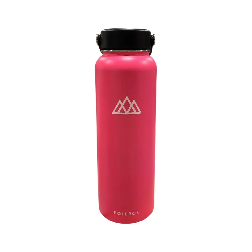 Vacuum Insulated Bottle - Stainless Steel Thermally Insulated Flask with Flex Cap - 40 Fl Oz - Pink - by Polerce