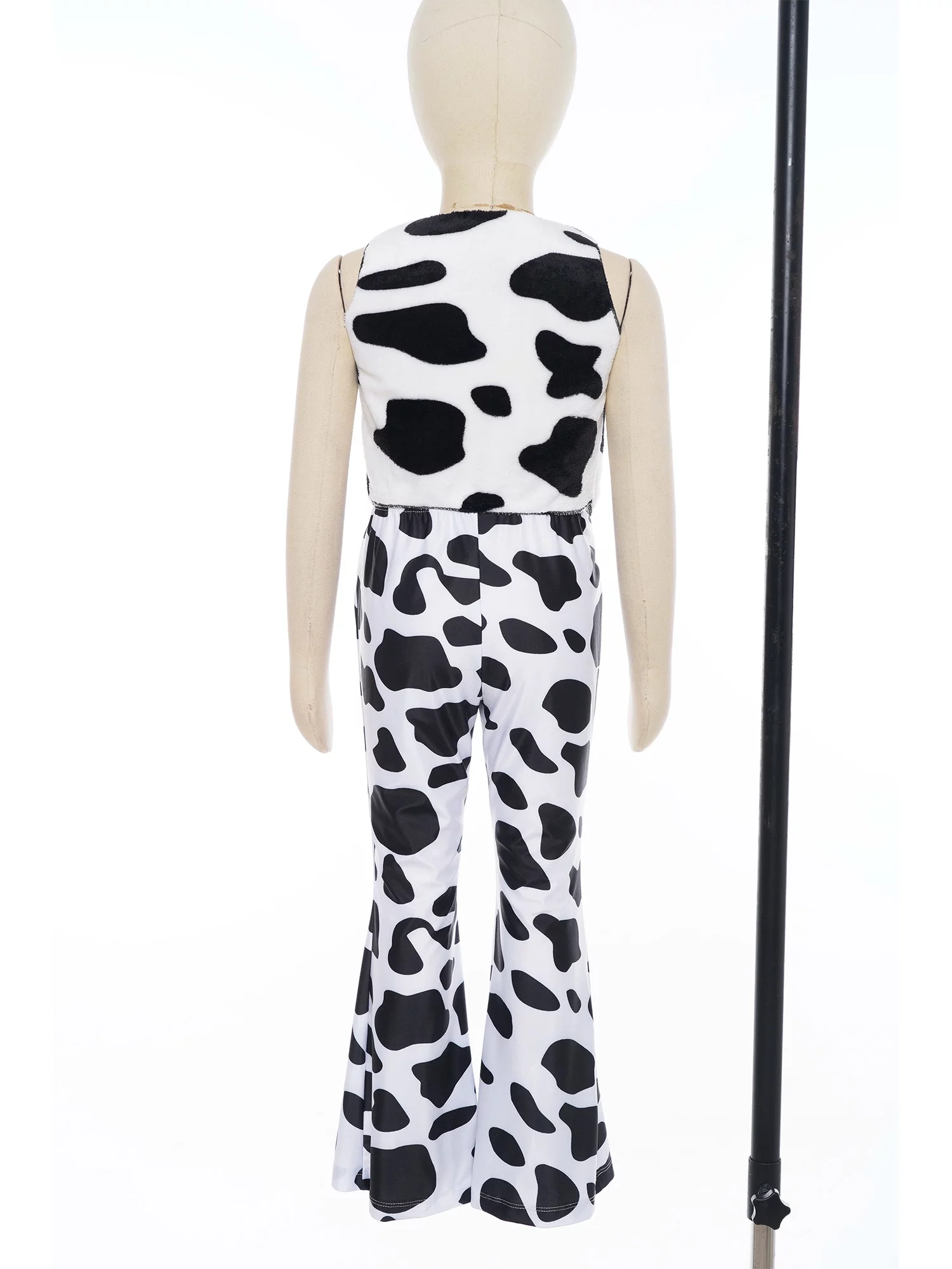 TiaoBug Kids Western Cowgirl Dress Up Open Front Vest with Flared Pants Sets Halloween Cosplay Costume Black&White 10