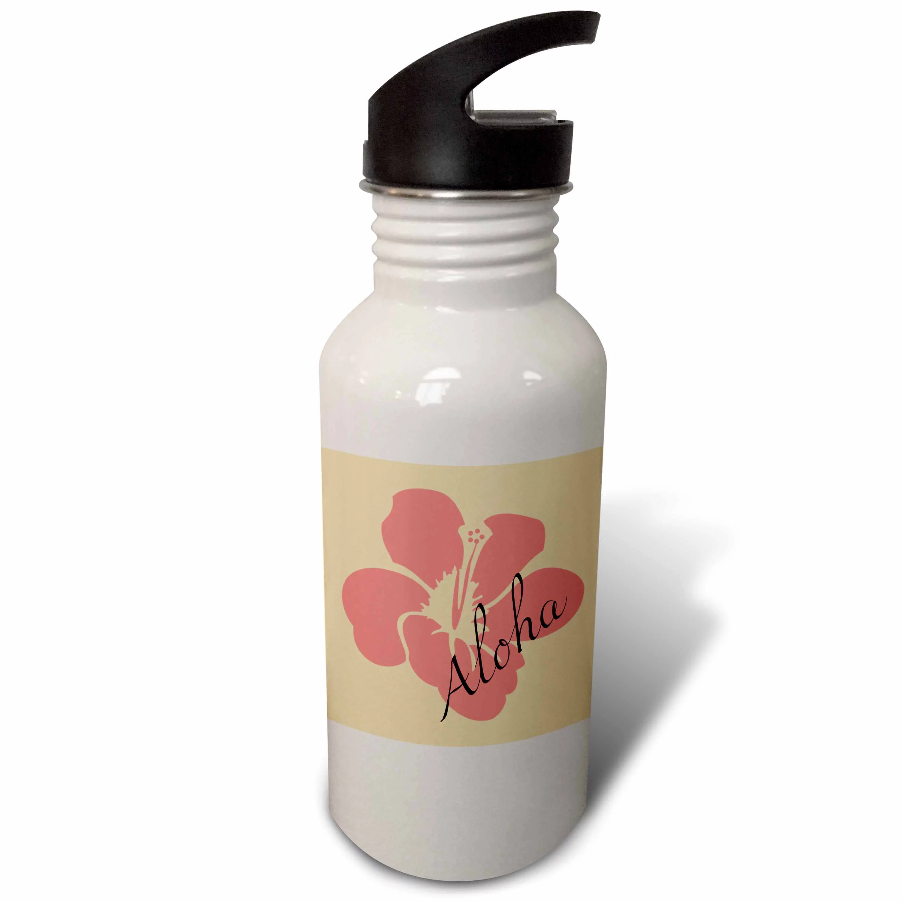 Peach Hibiscus Aloha Flower - Floral Print - Tropical Art - Hawaiian 21 oz Sports Water Bottle wb-53522-1