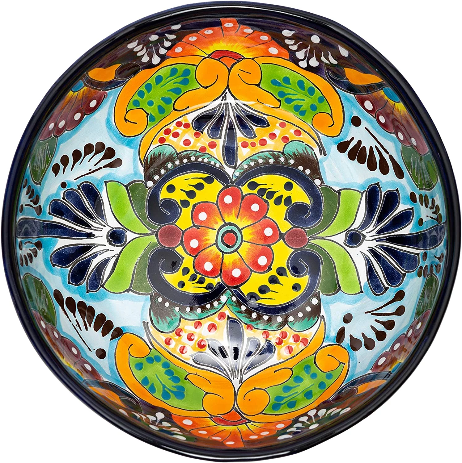 Ceramic Hand-Painted Large Serving Bowl Pasta Bowl Fruit Bowl Salad Bowl Party Platter Plate Holiday Bakeware Dish (10 Inches, Multi Color)