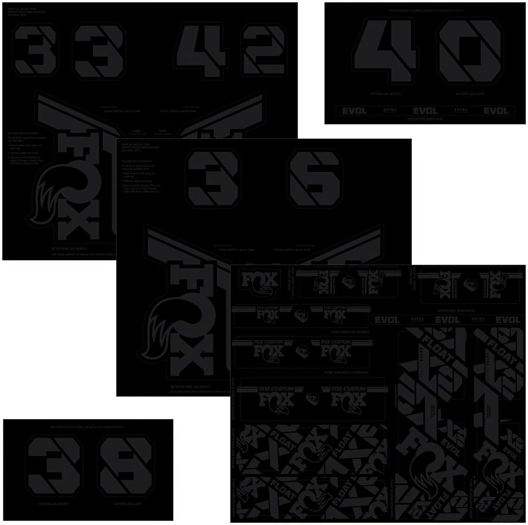 Fox Shox Custom Decal Kit, Stealth Black 803-01-732