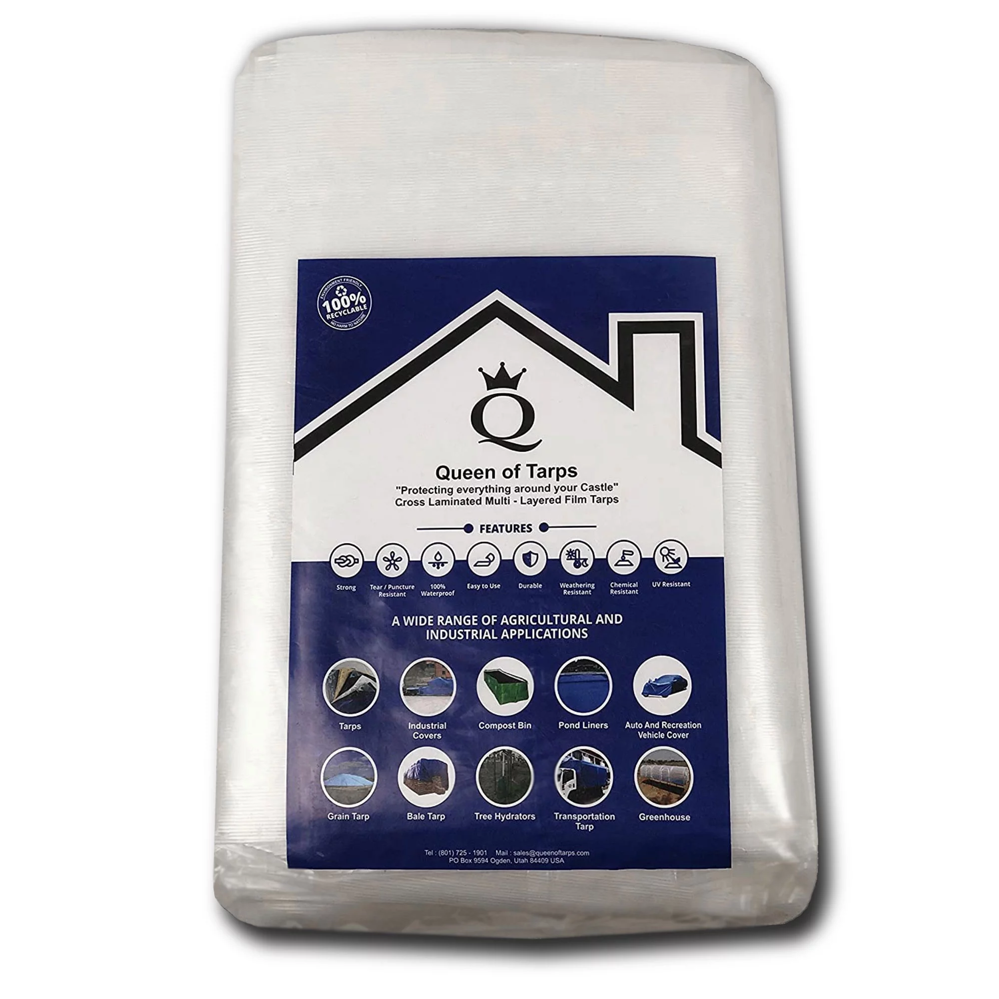 Queen of Tarps 8 x 10 Foot Heavy Duty All Purpose Plastic Tarp, Translucent