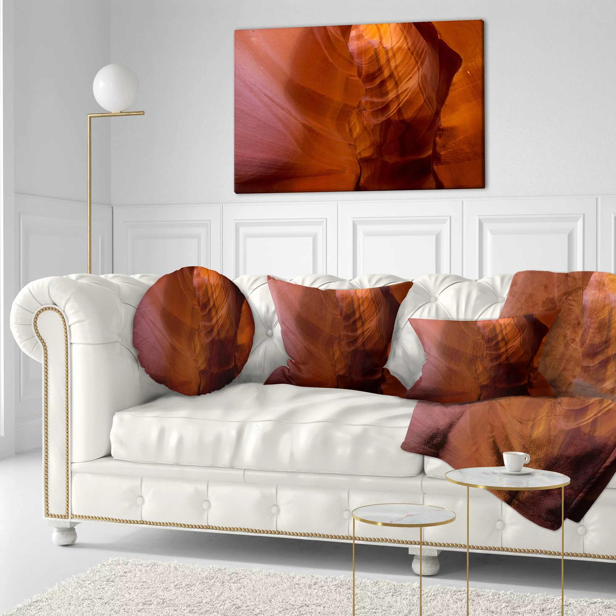 Designart Antelope Canyon Crack - Landscape Photography Throw Pillow - 12x20