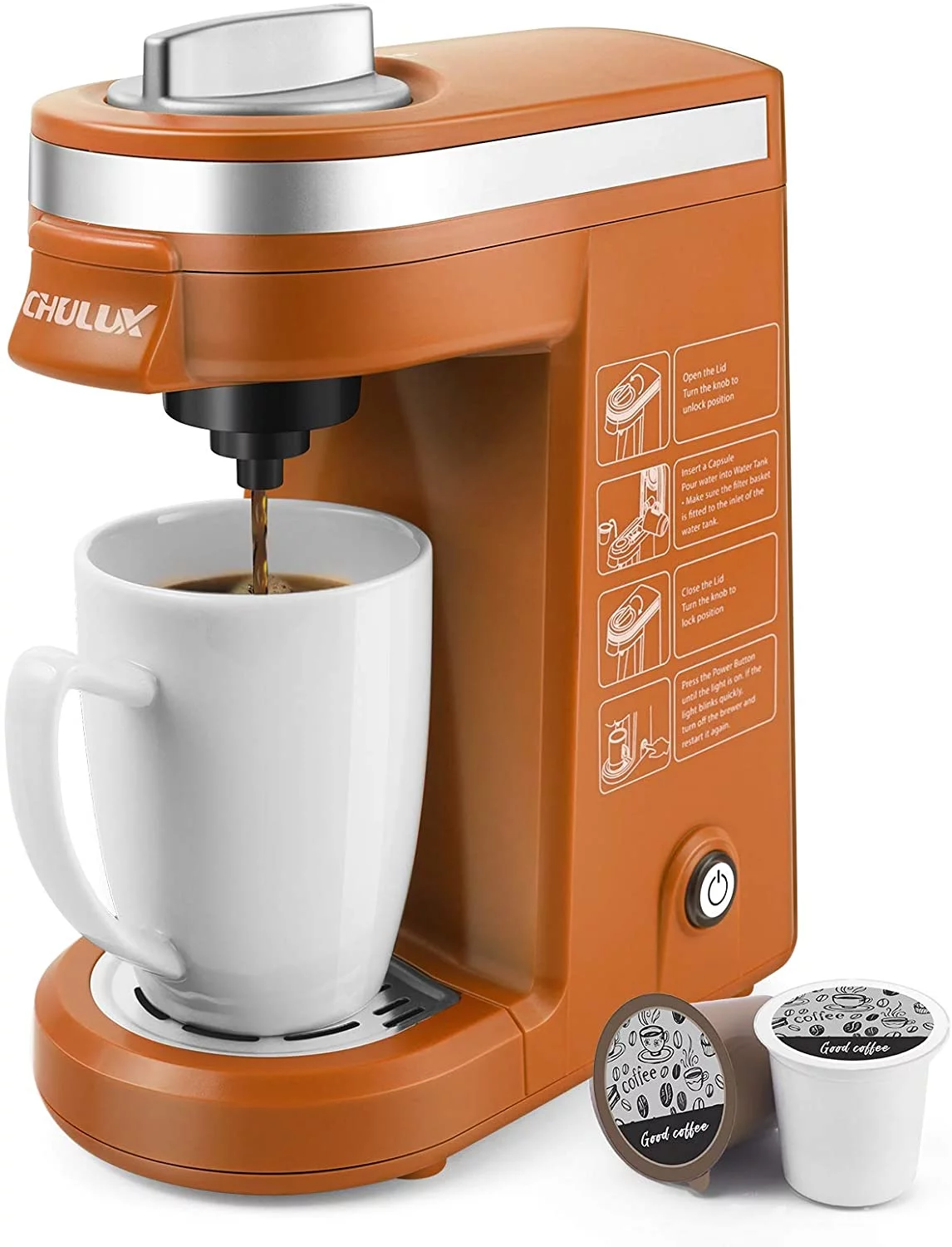 CHULUX Coffee Maker Single-Serve Coffee Machine for Capsule,Orange