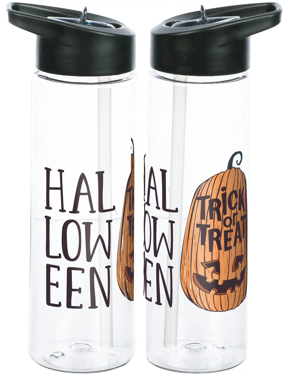 Halloween Pumpkin 24-Ounce Single Wall UV Water Bottle With Black Lid