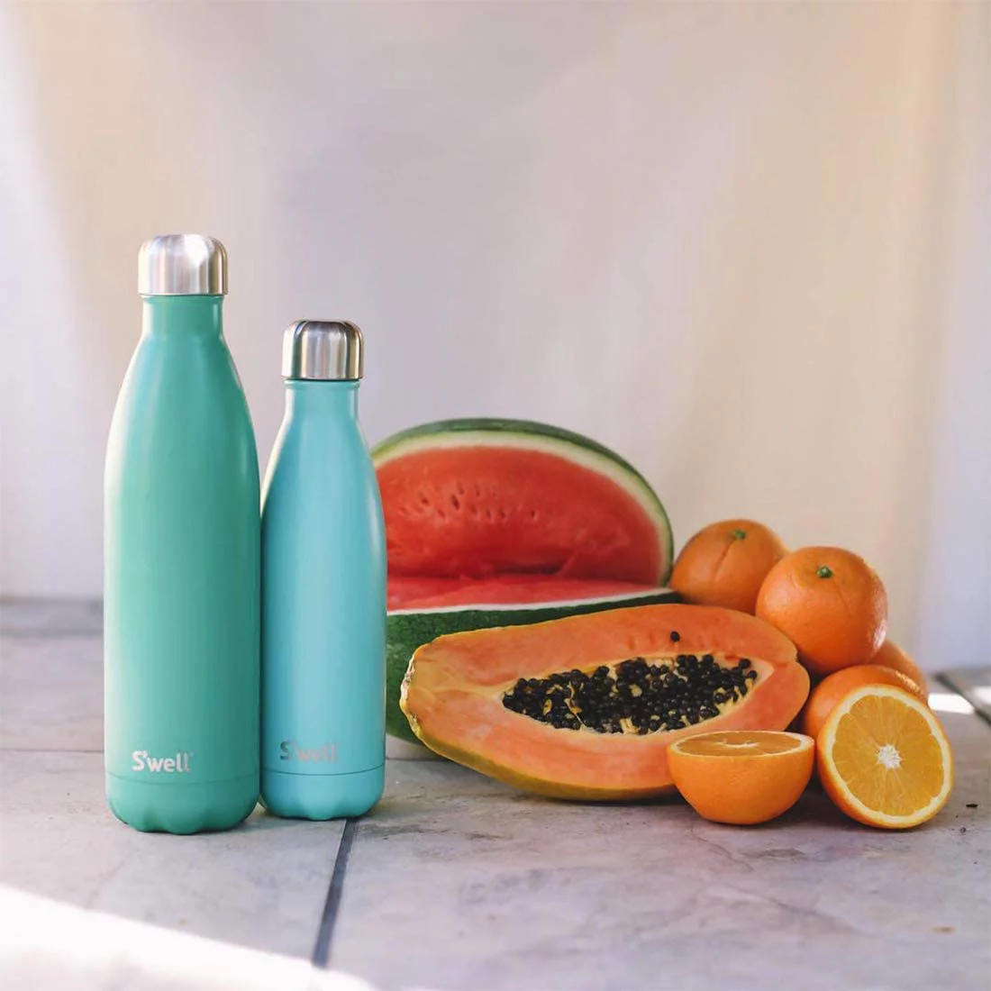 S'well Vacuum Insulated Stainless Steel Water Bottle, Eucalyptus, 17 oz