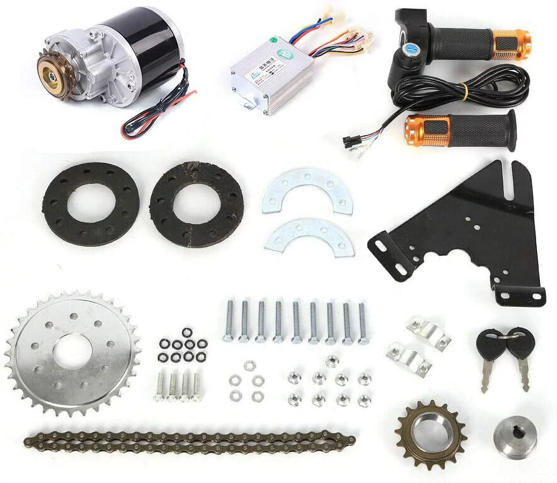 TFCFL Electric Bicycle Conversion Twist Kit 36V Brush Motor with freewheel 350W Black