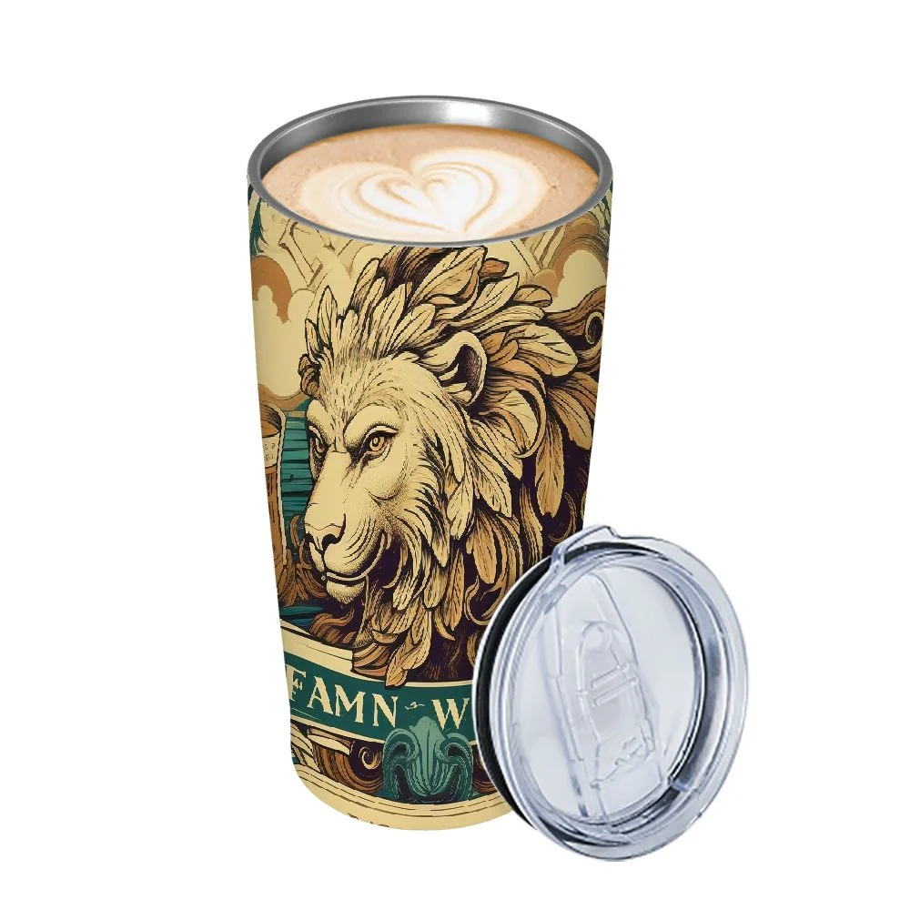 JEUXUS King Lion Insulated Stainless Steel Water Bottle, Double Walled Travel Thermos Coffee Mug  for School Office