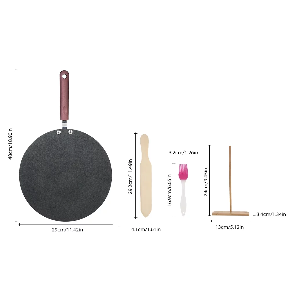 Tomshoo Pancake Pan Crepe Maker Flat Pan Griddle Pan with Spreader & Spatula Crepe Maker Griddle