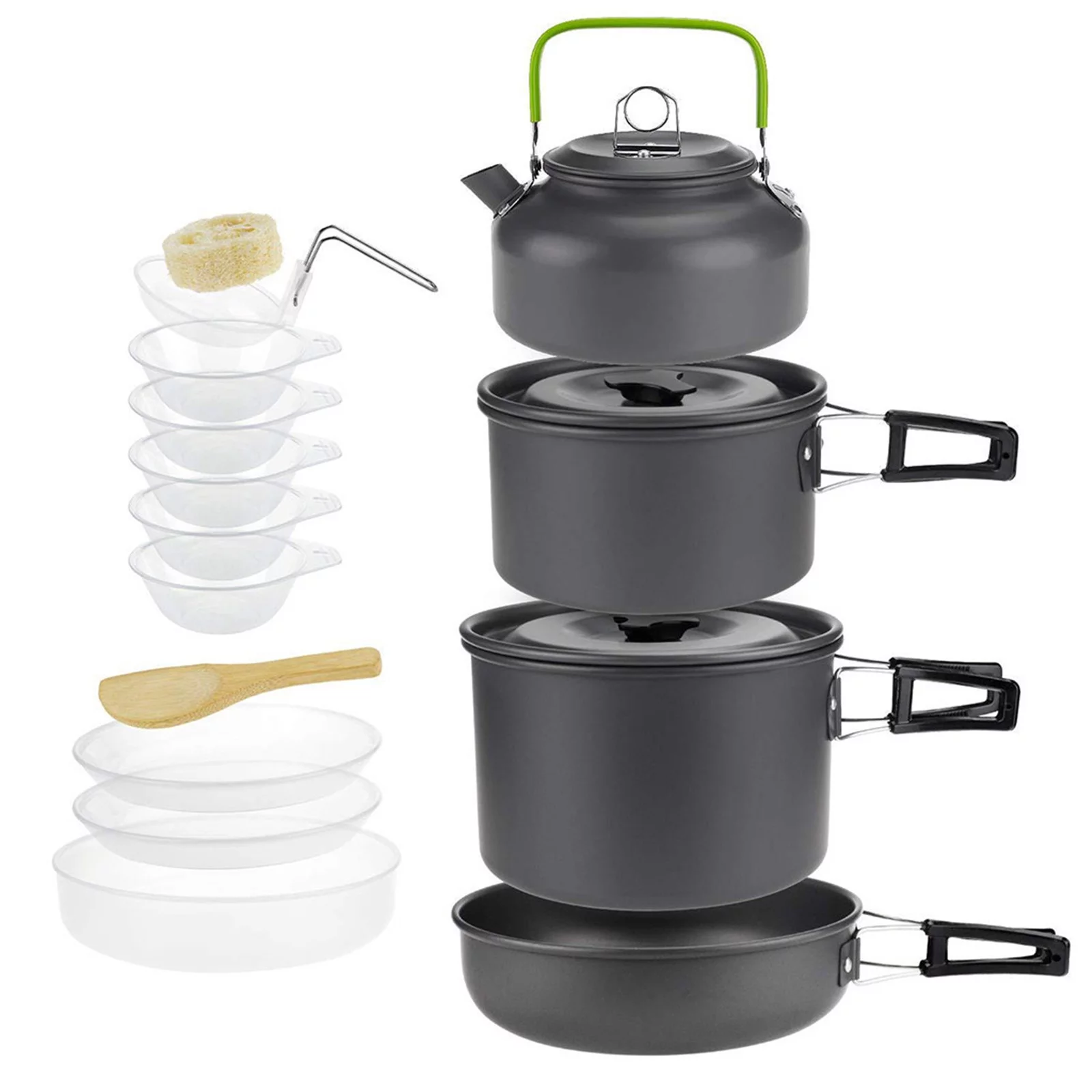 Folzery Outdoor Camping Cookware Combination Cookware Tableware Picnic Bowl Pot Pan Set