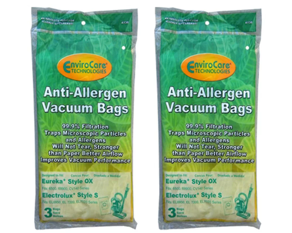 Enviro Eureka & Electrolux Style OX, Sanitaire Style S H10 Allergy HEPA Vacuum Bags 6 pk