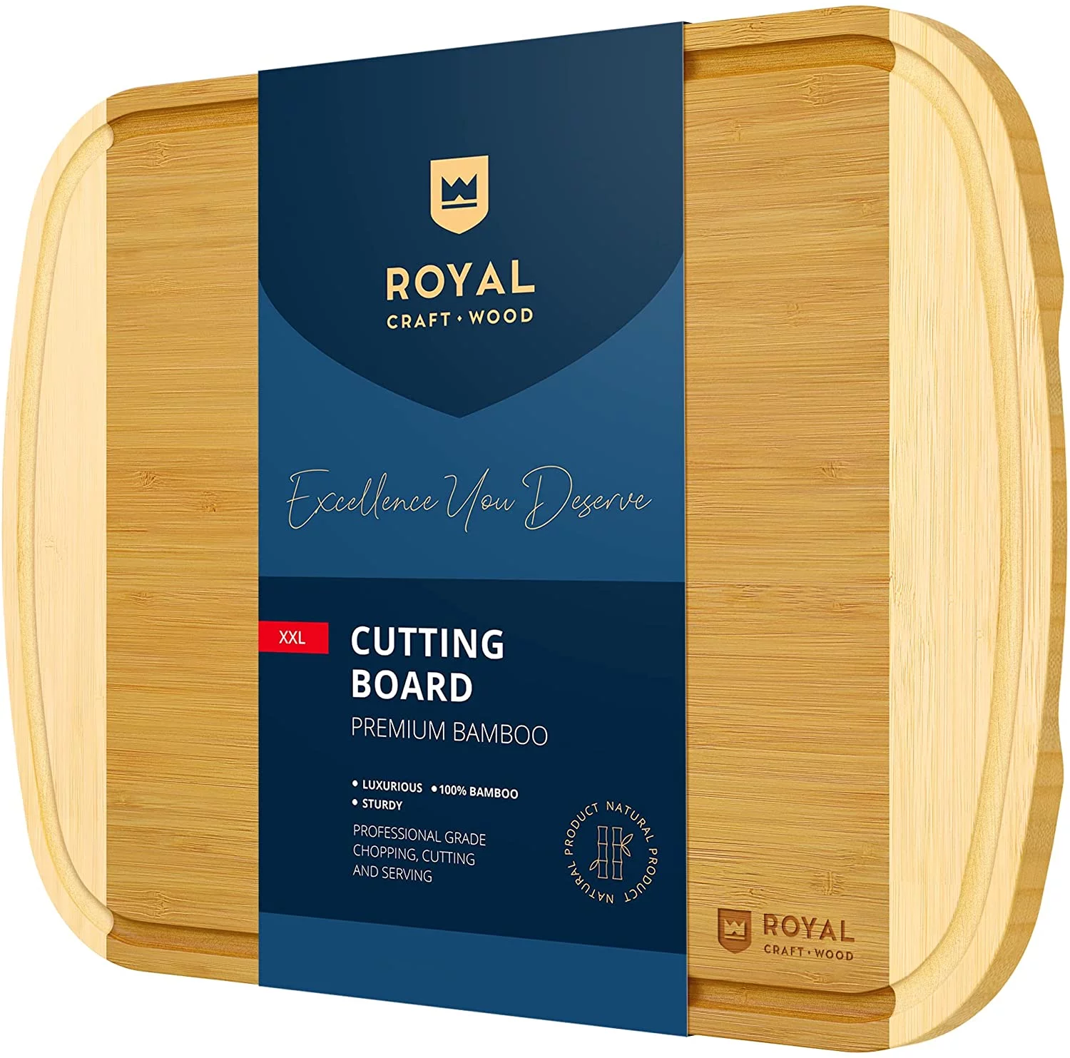 Extra Large Cutting Board - Bamboo Cutting Boards for Kitchen, Wood Chopping Boards with Juice Groove, Wooden Cutting Board for Vegetables, Fruit and Cheese | Charcuterie Serving Tray (XXL, 20