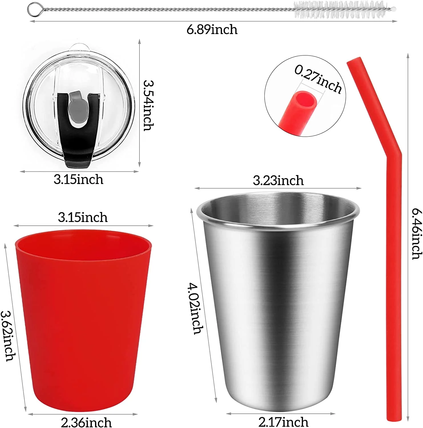 SSAWcasa 6Pcs Kids Cups with Straws and Lids, 12oz Toddler Straw Cups with Silicone Sleeves, Spill Proof Sippy Cups Stainless Steel Water Tumblers for Cold & Hot Drinks for Adult and Children