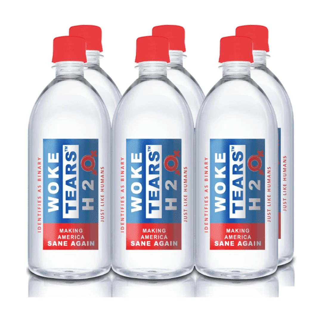 WOKE TEARS Premium Purified Bottled Water - Binary H2O Label - 6-pack - 16.9 oz