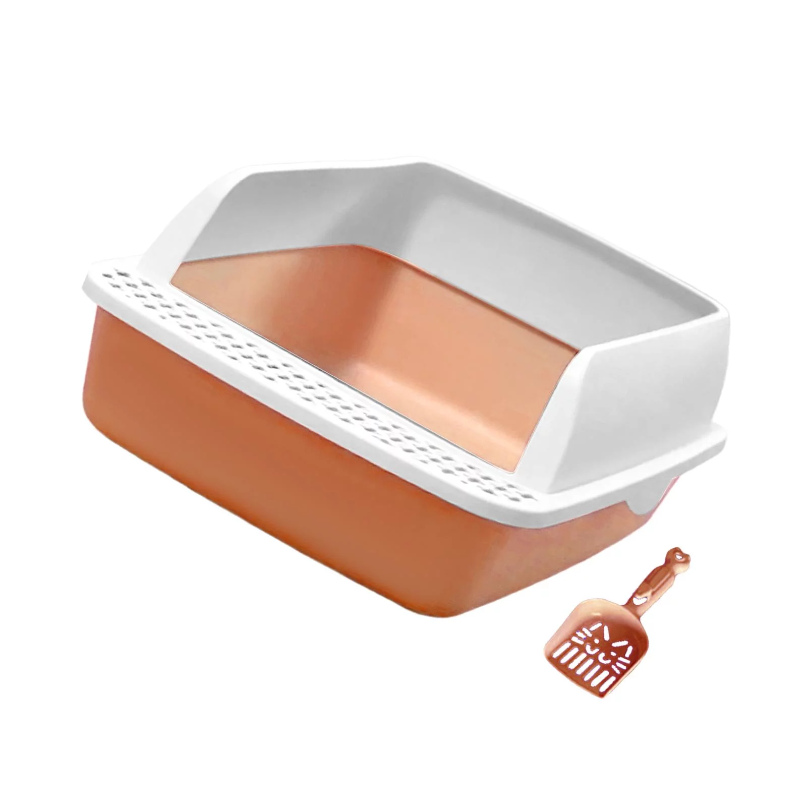 Cat with Litter Sifting Prevent Leakage High Sided Easy to Clean Heightening Splashing Removable Kitty Litter Tray Pink