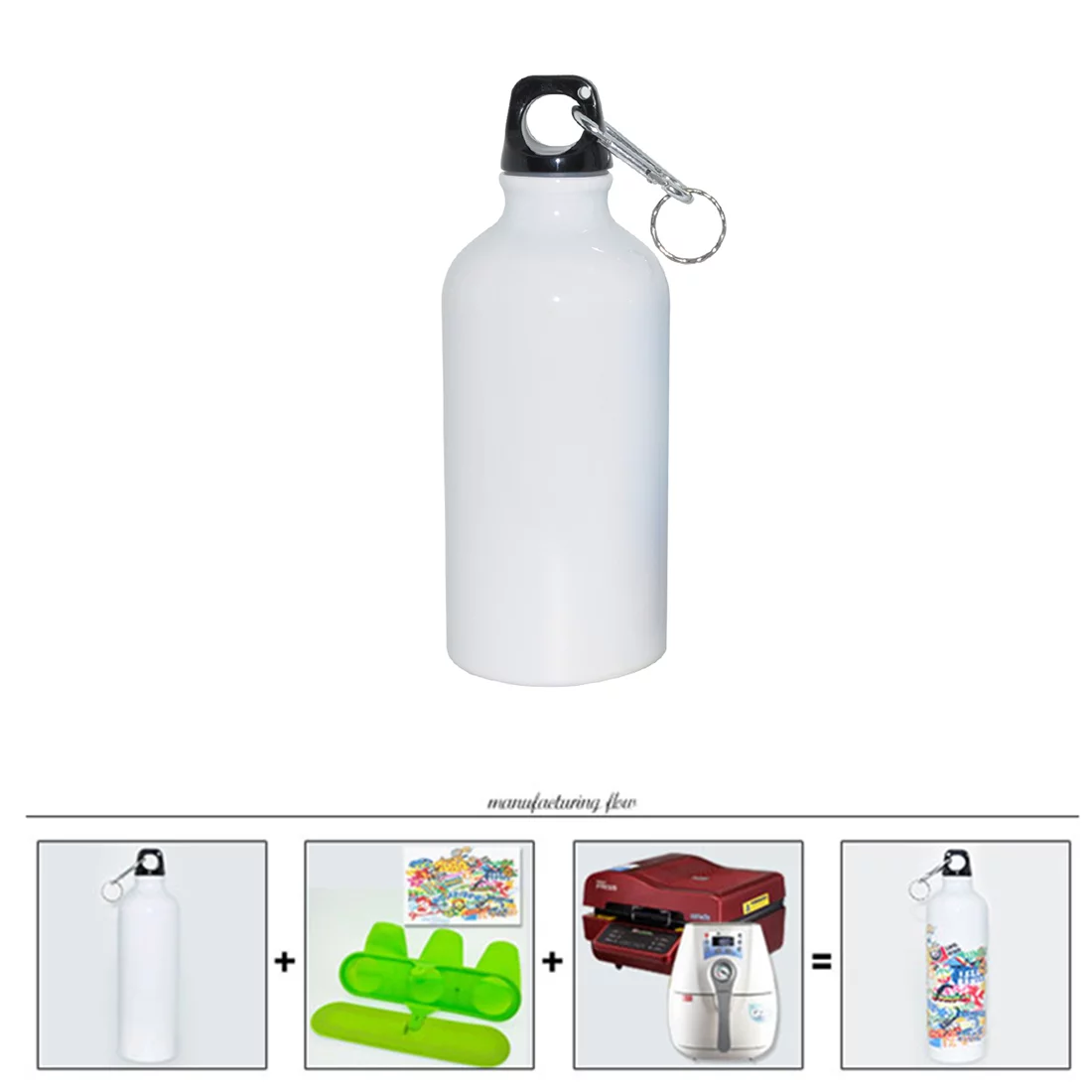 PreAsion 50pcs 600ml Water Bottle with Safe Lock Aluminium White