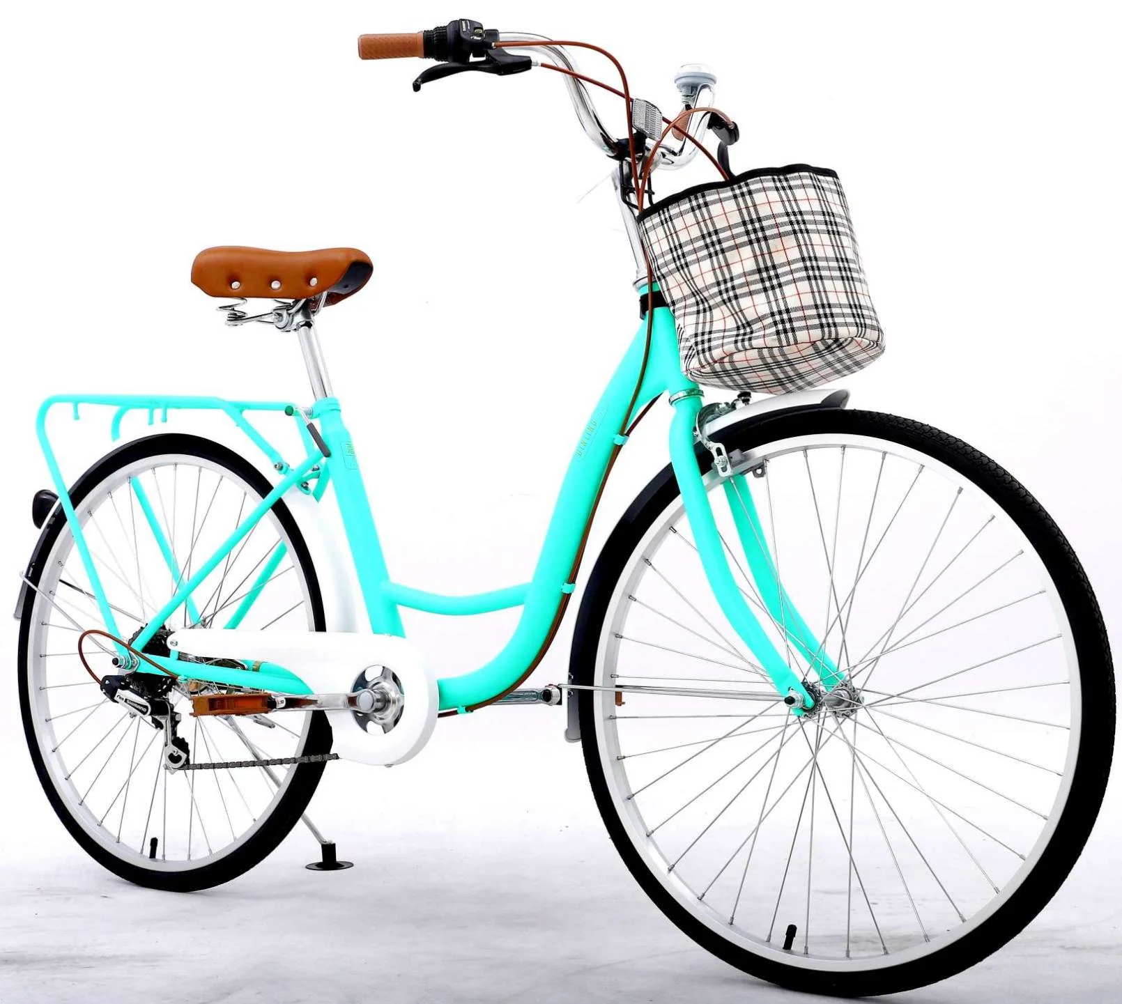 YAPENG Womens Beach Cruiser Bike, 7 Speed Cruiser Bicycle, 26 Inch City Commuting Bike with Basket