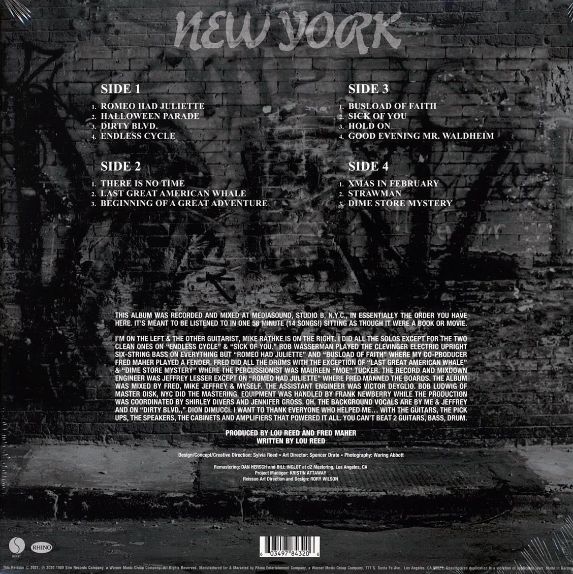 Lou Reed New York (Clear Vinyl) (Rocktober Exclusive) (2 Lp's) Records & LPs