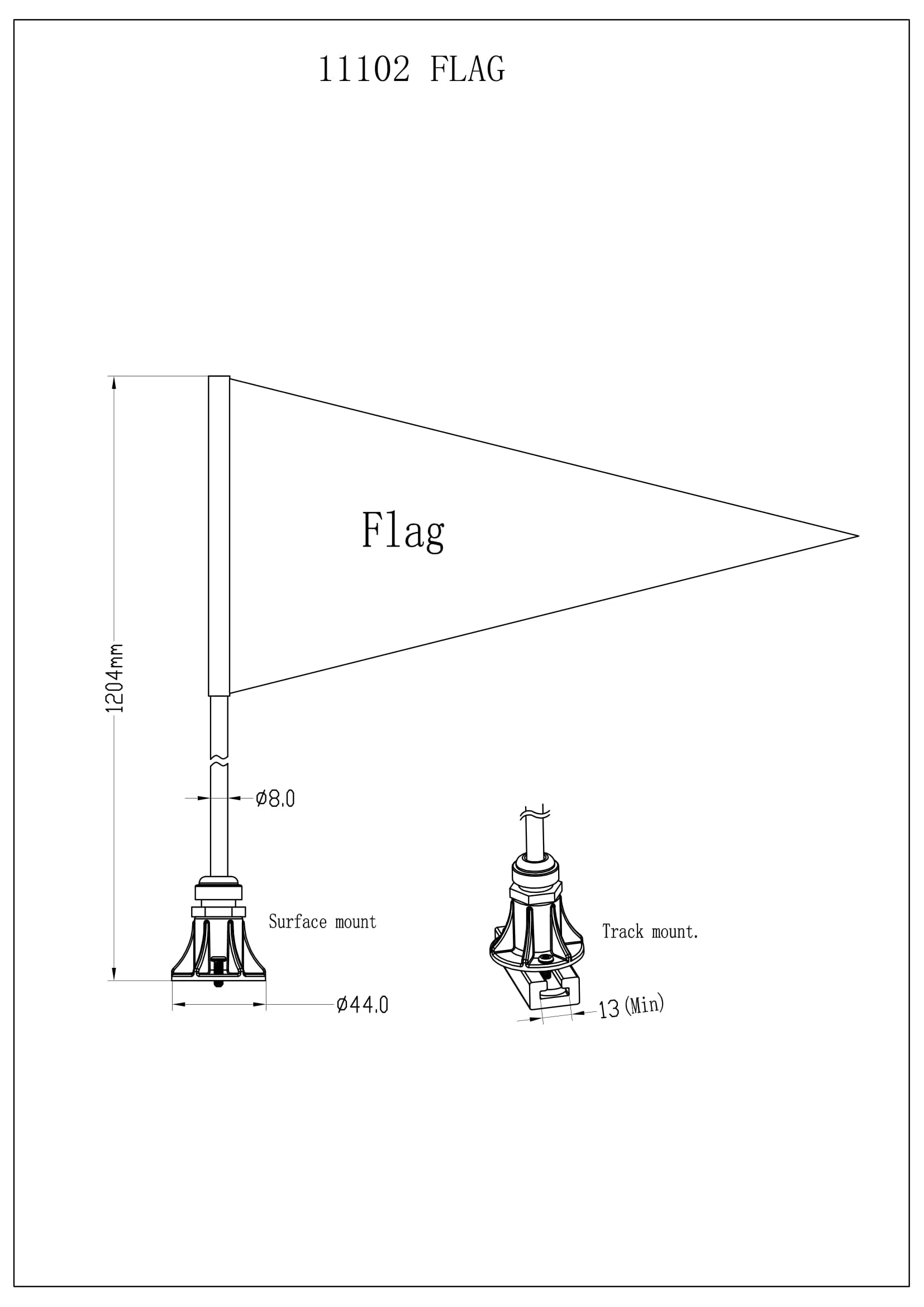 Pactrade Marine Pontoon Kayak Canoe Flag Pole Lock Socket Base Red Triangle Flag 48