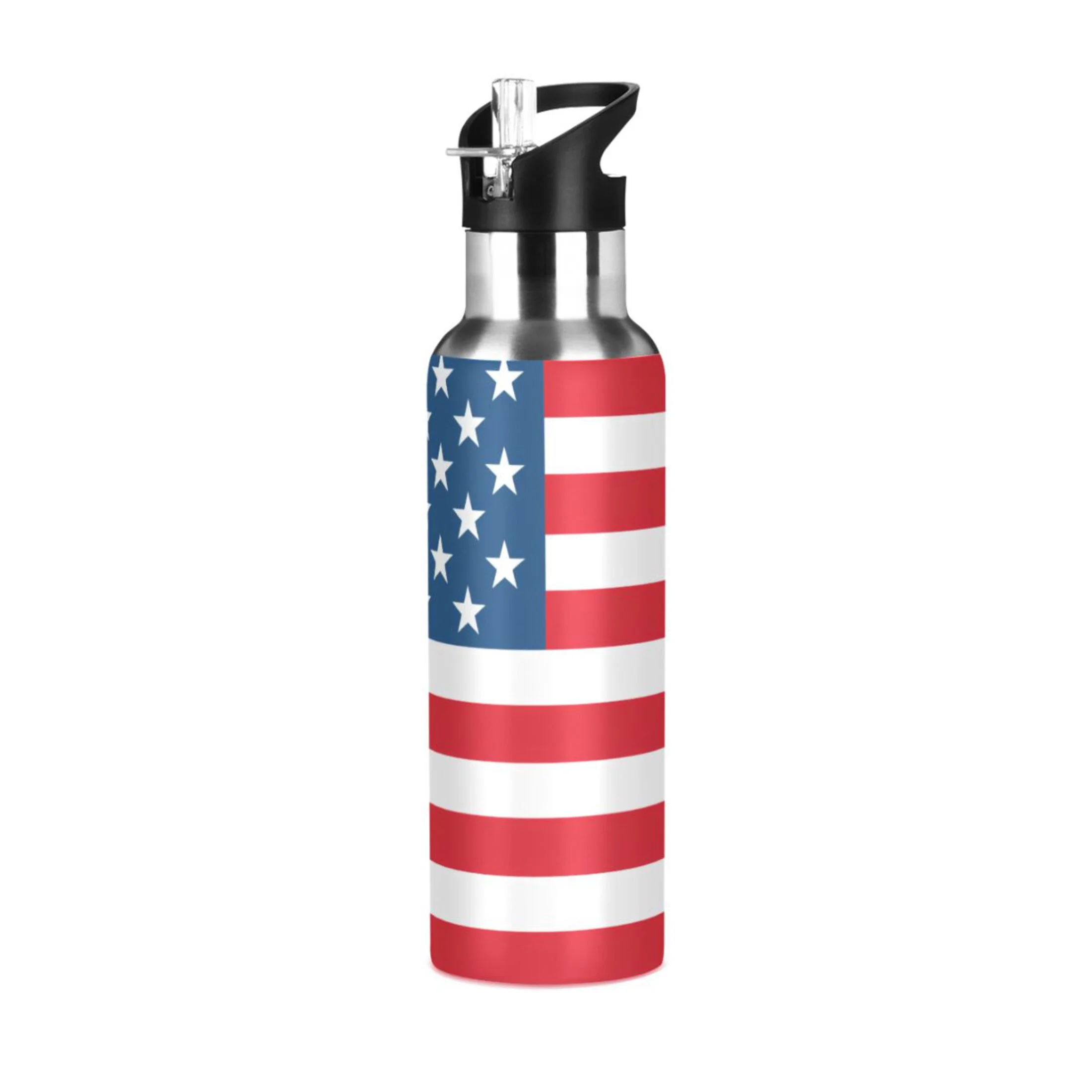 American Flag Red Water Bottles Insulated Thermos Kids Stainless Steel Bottle with Straw Lid Flask Leakproof for Sports Gym 20 oz